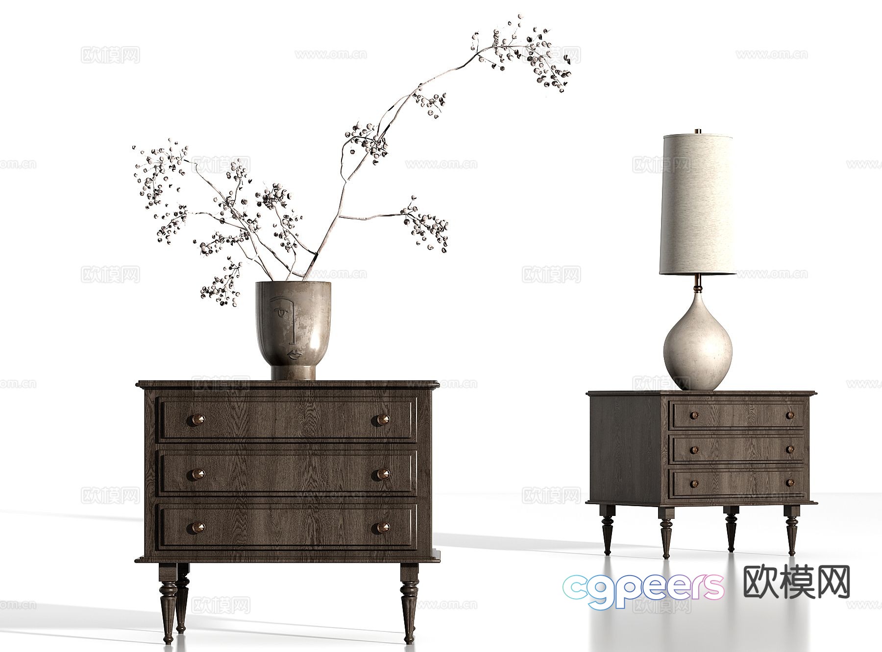 American bedside table 3d model American bedside table 3d model