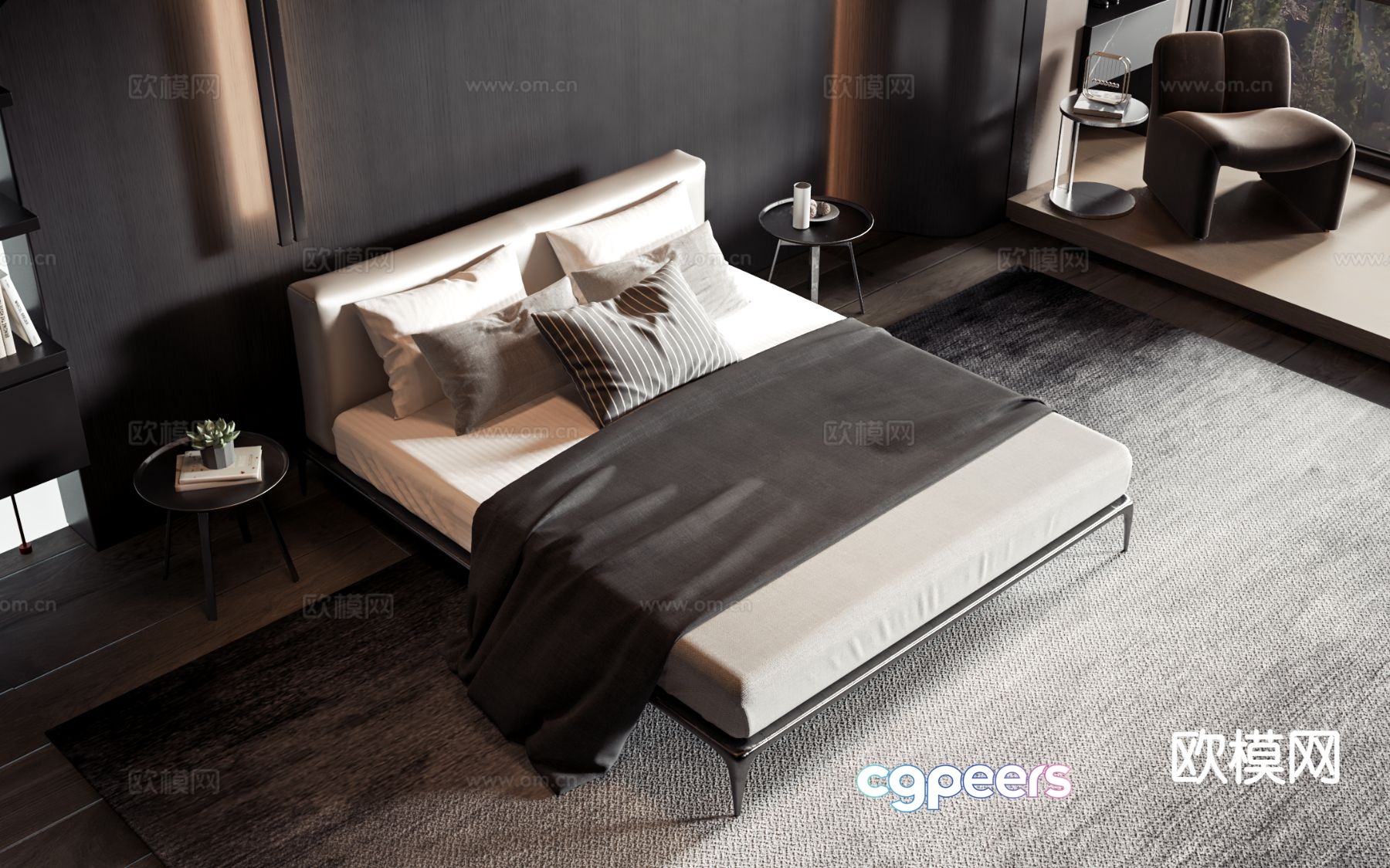 Modern double bed 3d model Modern double bed 3d model