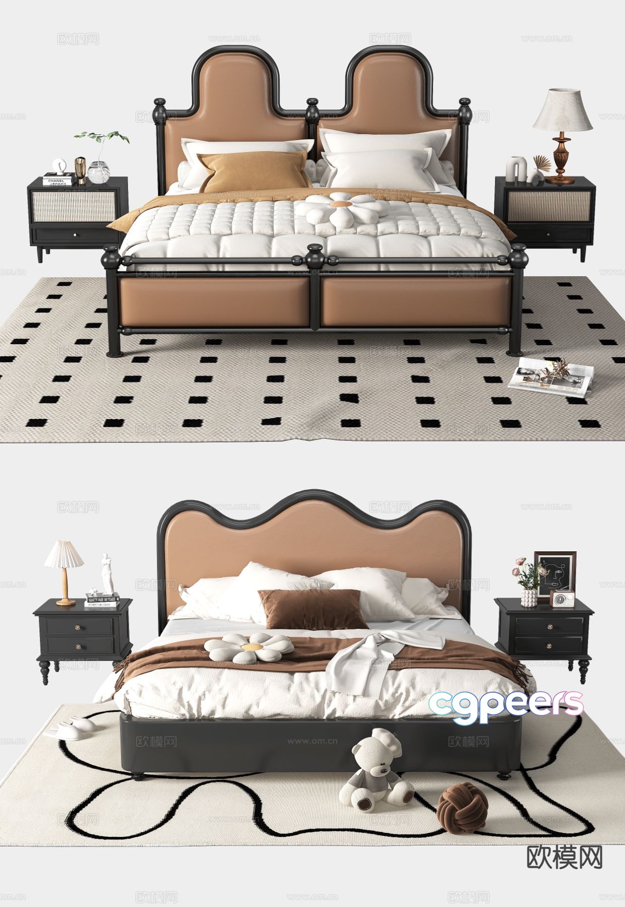 French double bed 3d model French double bed 3d model