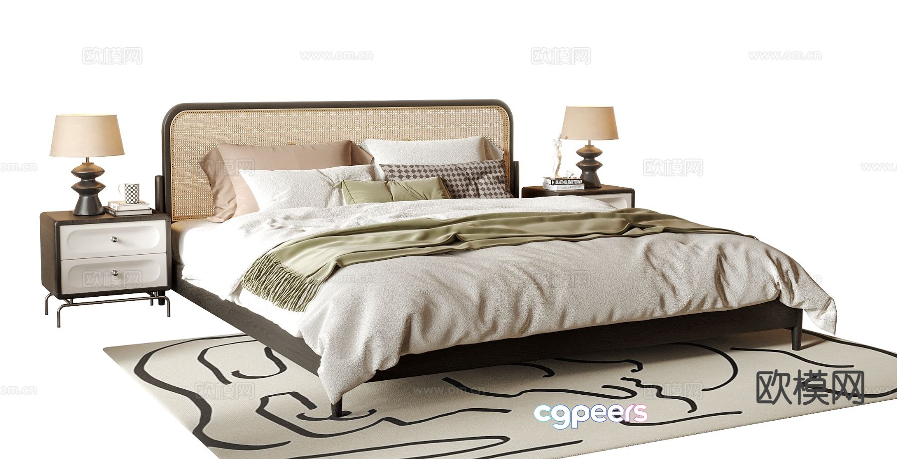French double bed 3d model French double bed 3d model