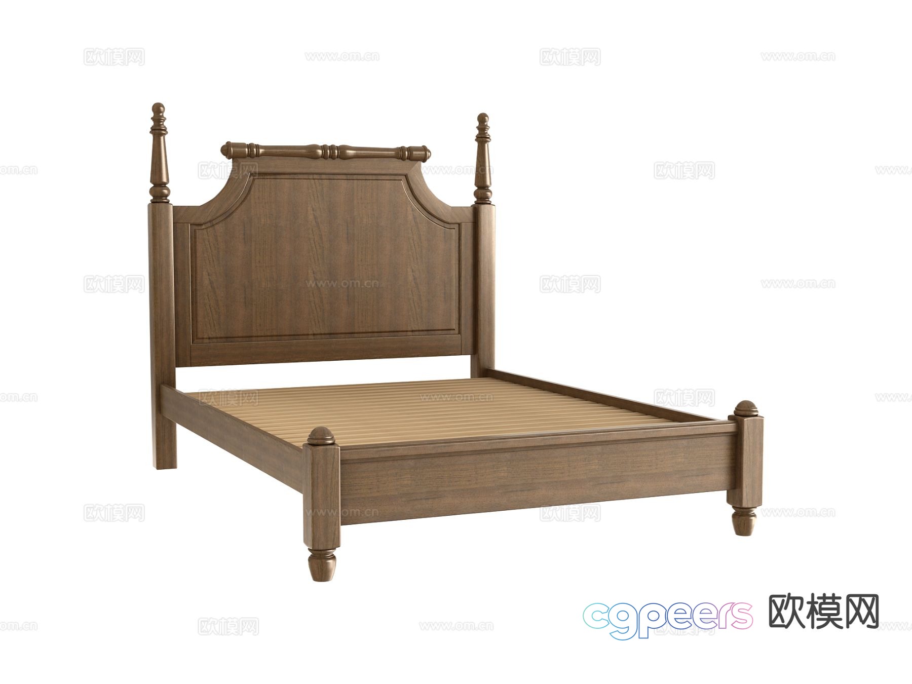 American double bed bed frame 3d model American double bed bed frame 3d model