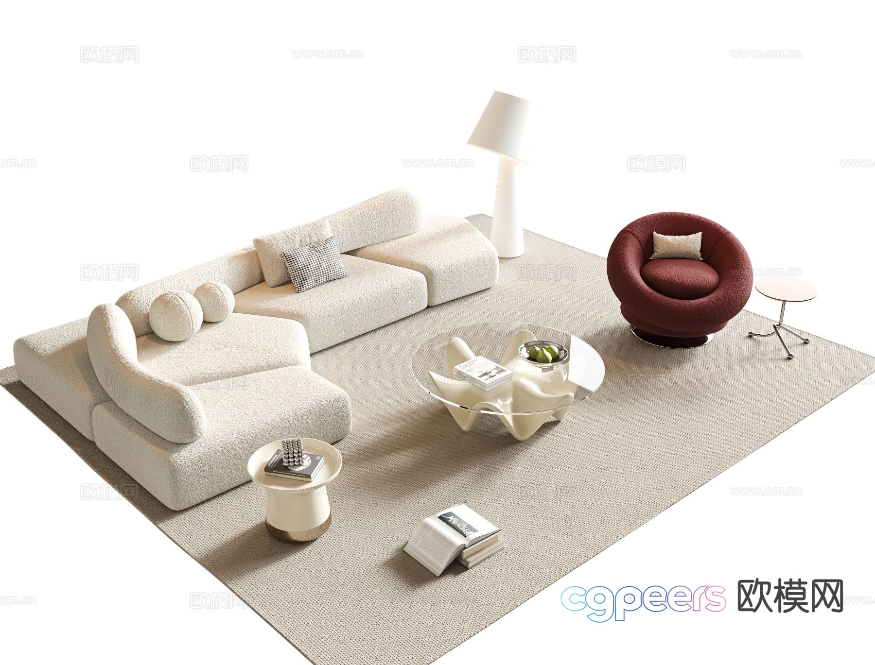 Cream style sofa modular sofa 3d model Cream style sofa modular sofa 3d model