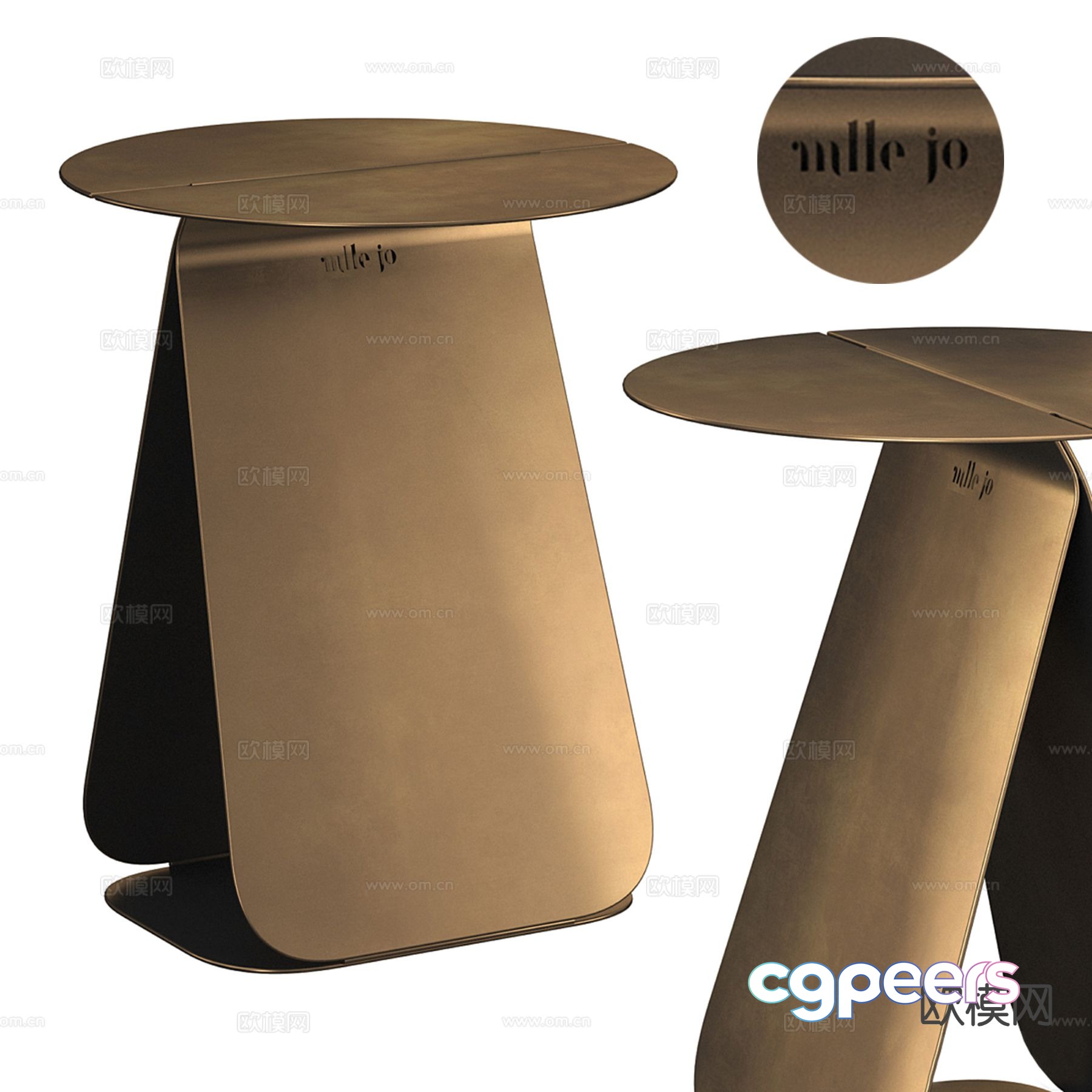 Light luxury side table angle table round table 3D model Light luxury side table angle table round table 3D model