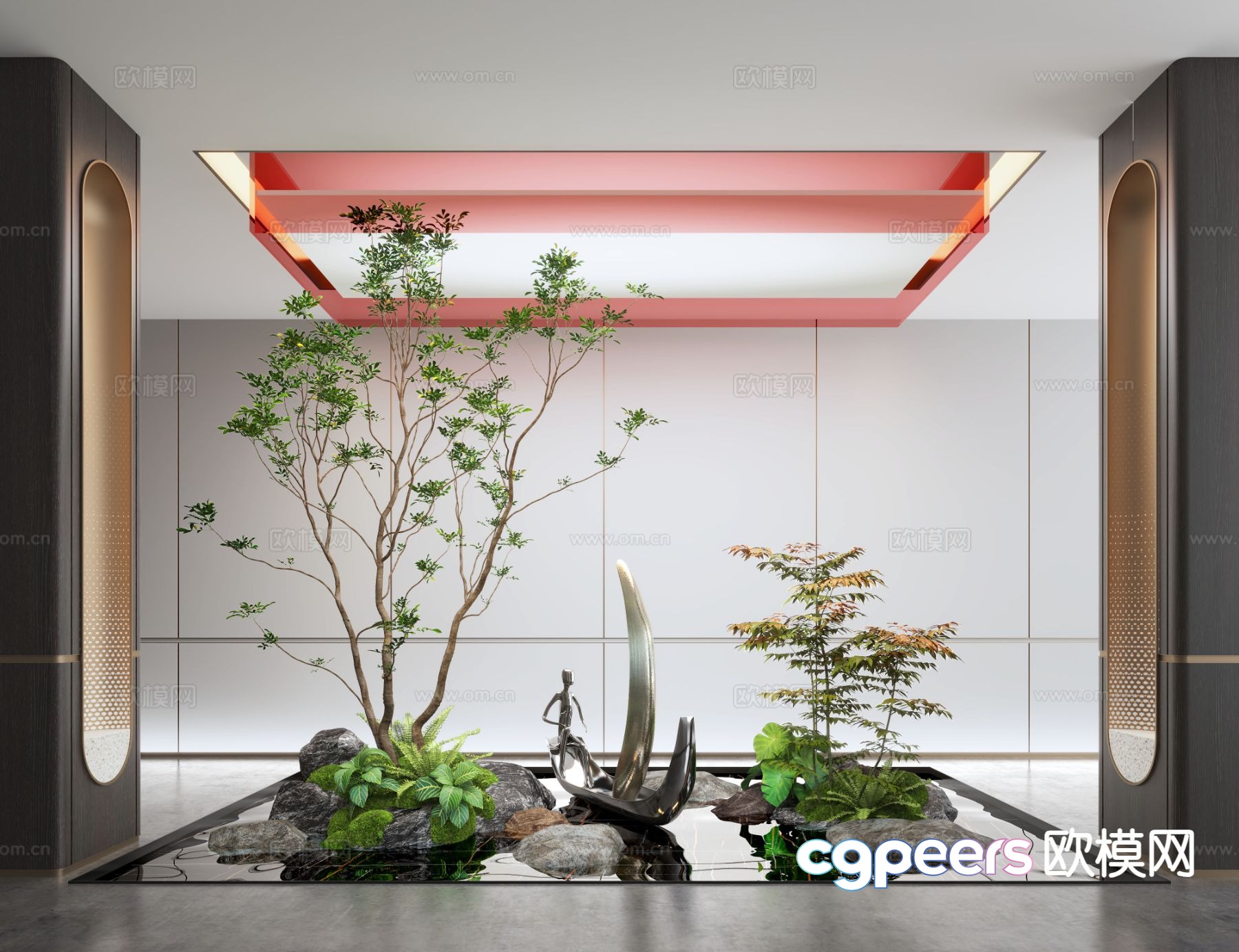 Indoor landscape pool landscaping 3d model Indoor landscape pool landscaping 3d model