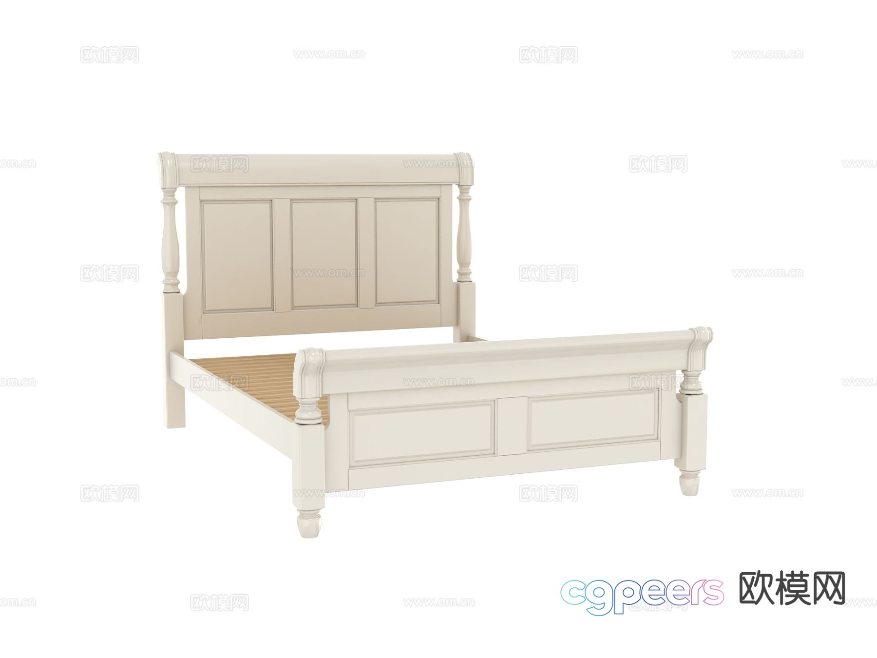 Simple European double bed bed board 3D model Simple European double bed bed board 3D model