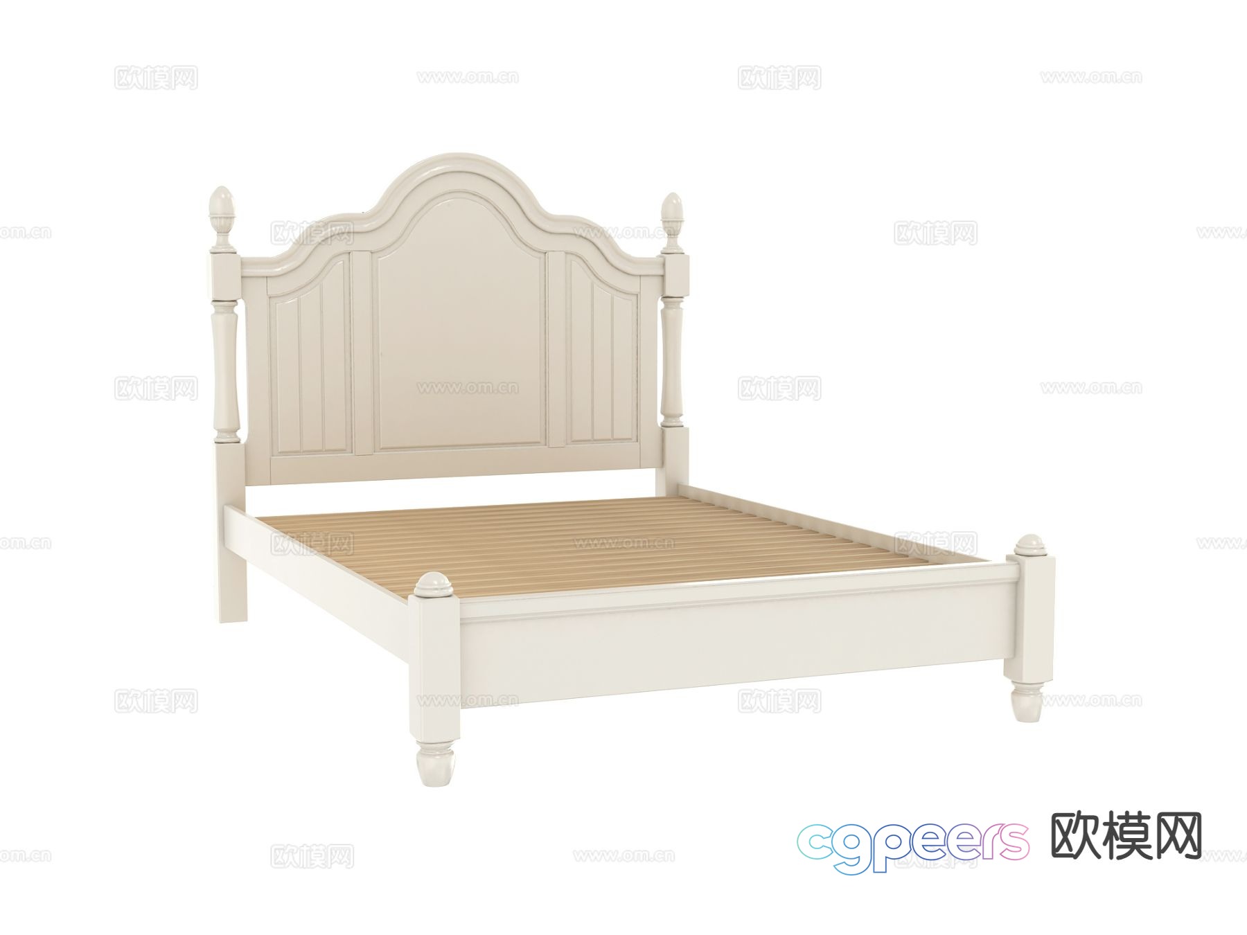 Simple European double bed bed board 3D model Simple European double bed bed board 3D model