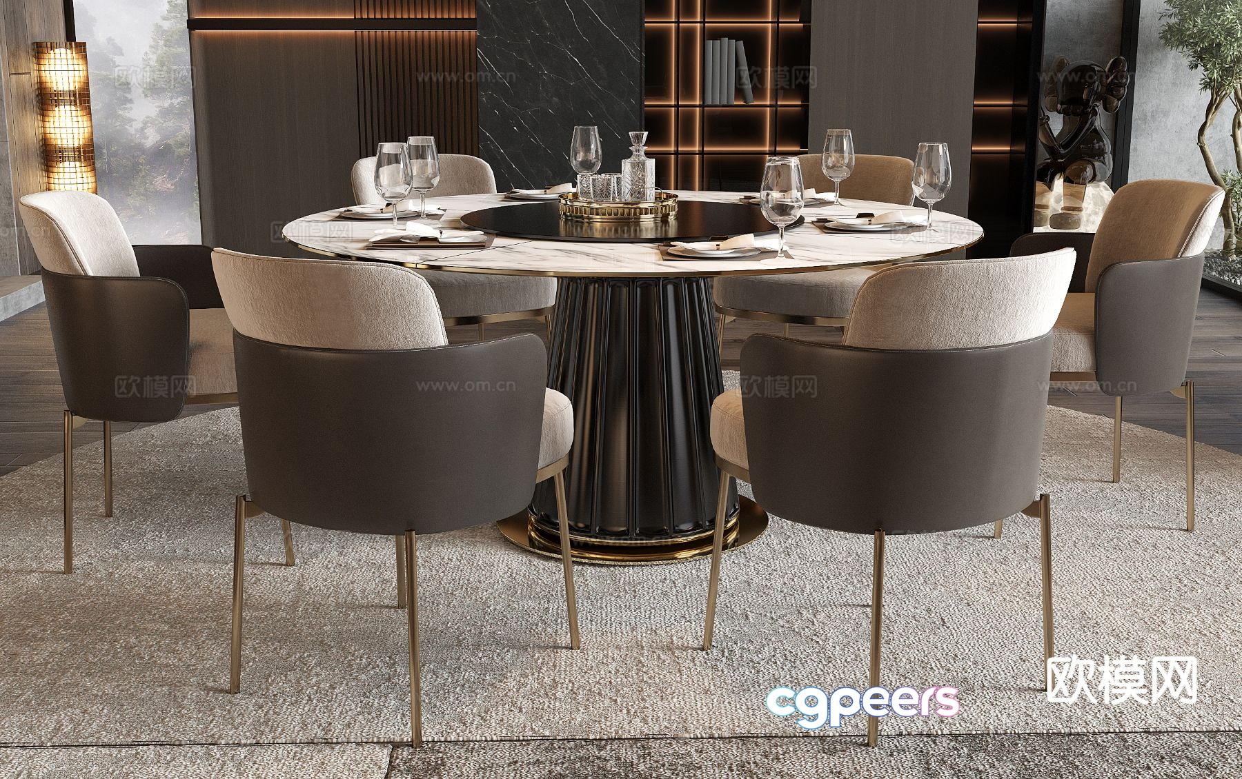 Round dining table and chairs 3d model Round dining table and chairs 3d model