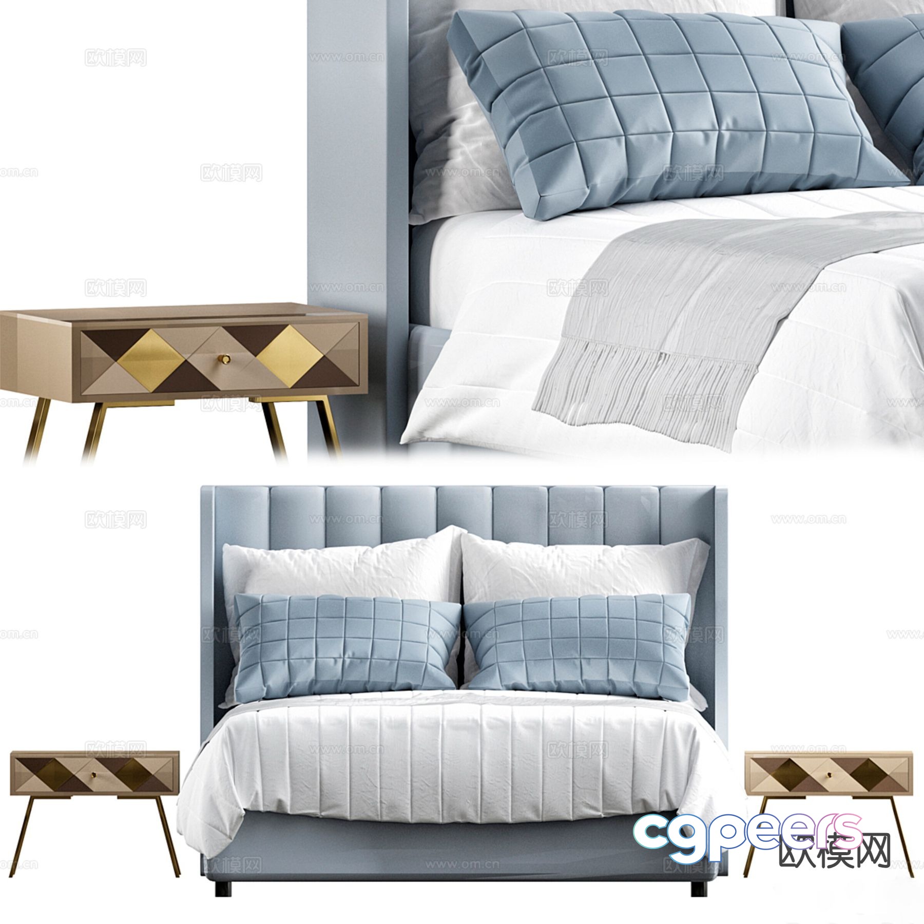 Modern double bed 3d model Modern double bed 3d model