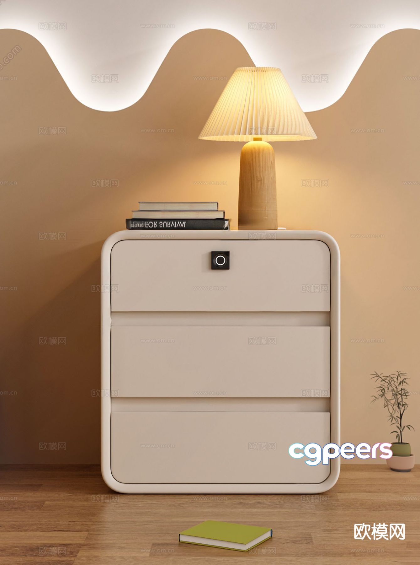 Cream style bedside table 3d model Cream style bedside table 3d model