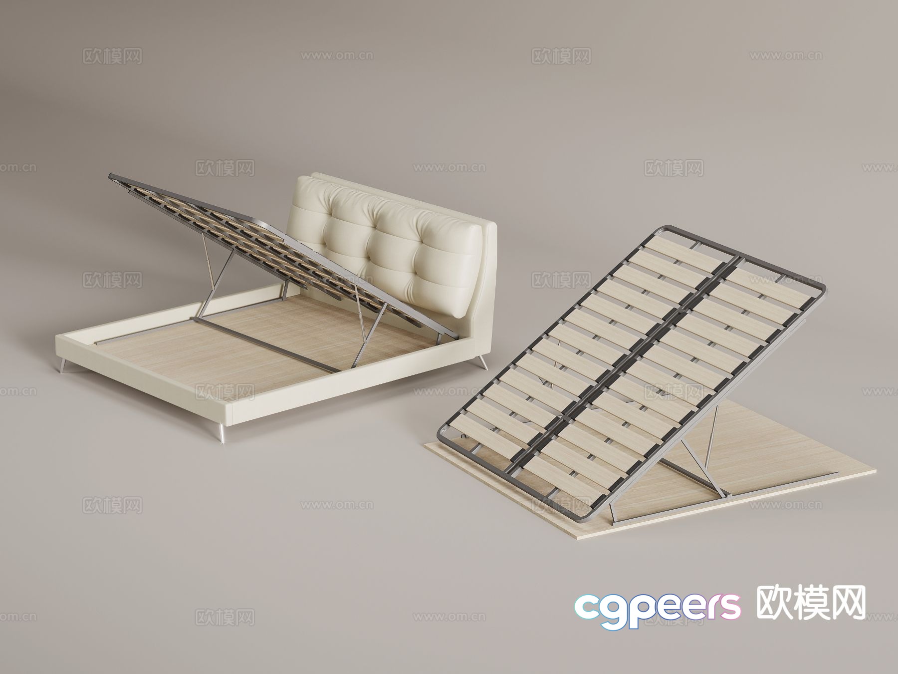 Modern flip-up bed frame double bed storage bed 3d model Modern flip-up bed frame double bed storage bed 3d model