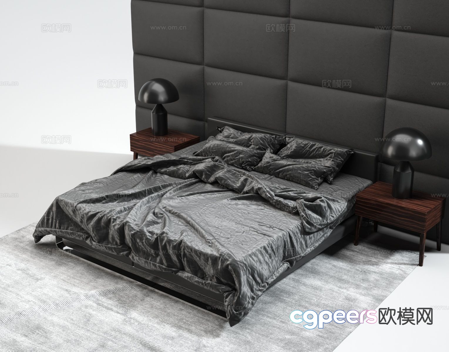 Modern double bed 3d model Modern double bed 3d model