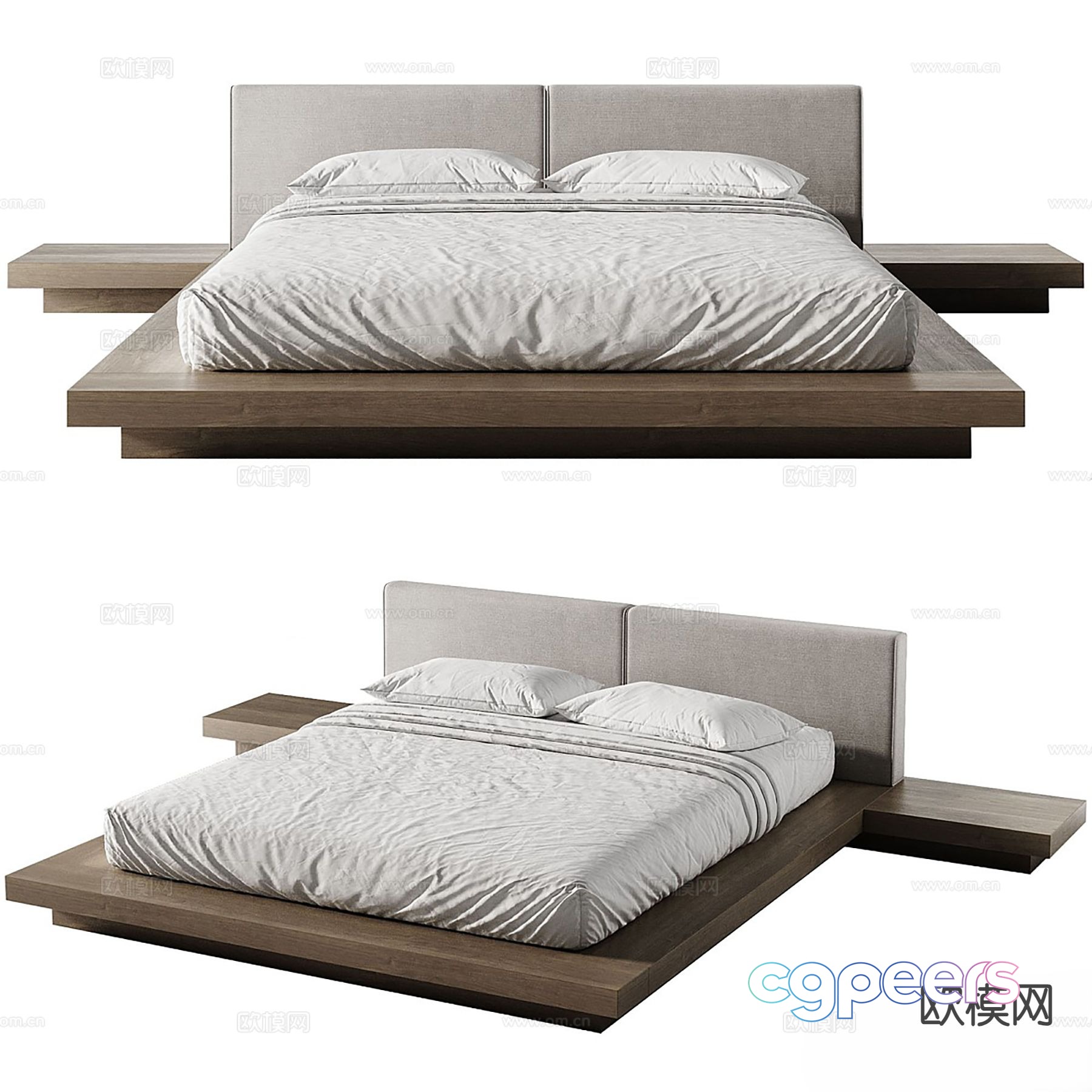 Modern double bed 3d model Modern double bed 3d model
