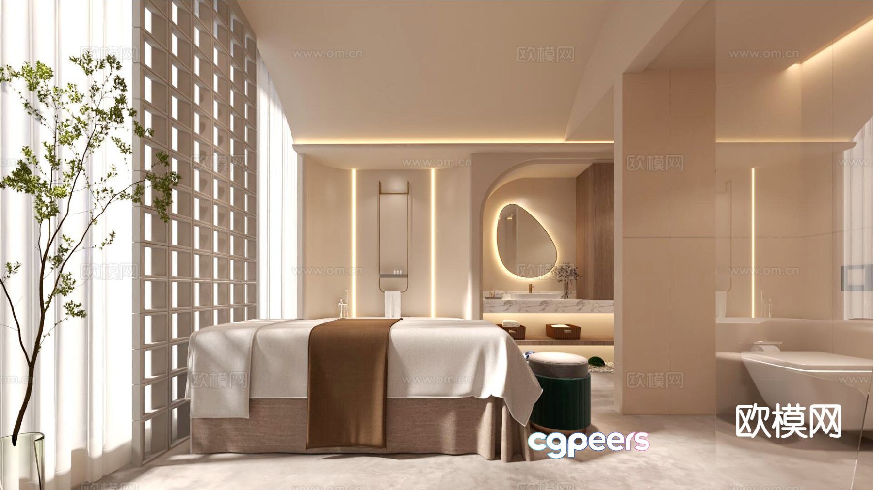 Creamy Beauty SPA Store Private Room 3D Model Creamy Beauty SPA Store Private Room 3D Model