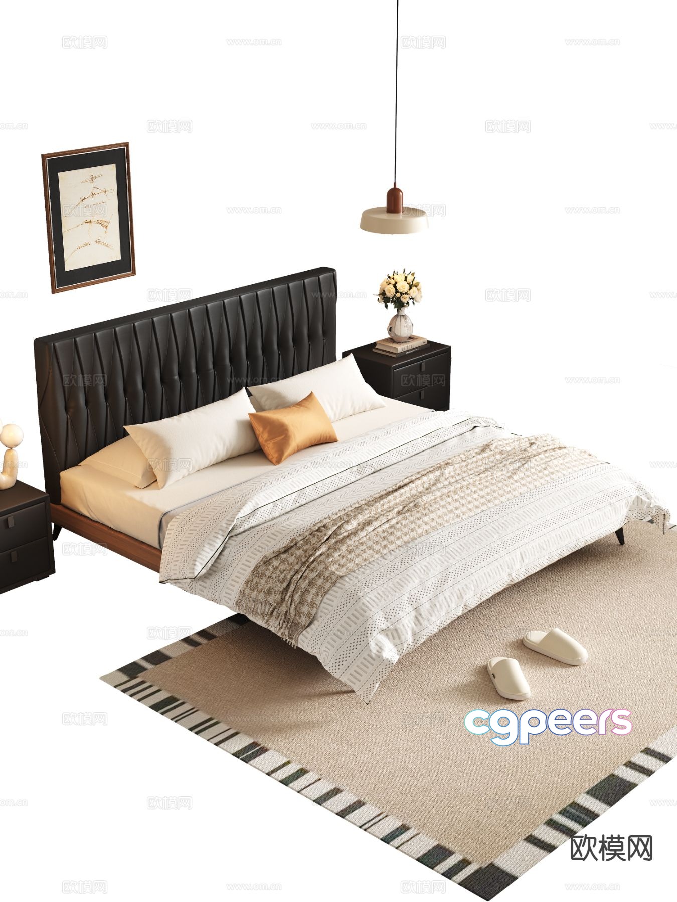 Medieval style double bed 3d model Medieval style double bed 3d model
