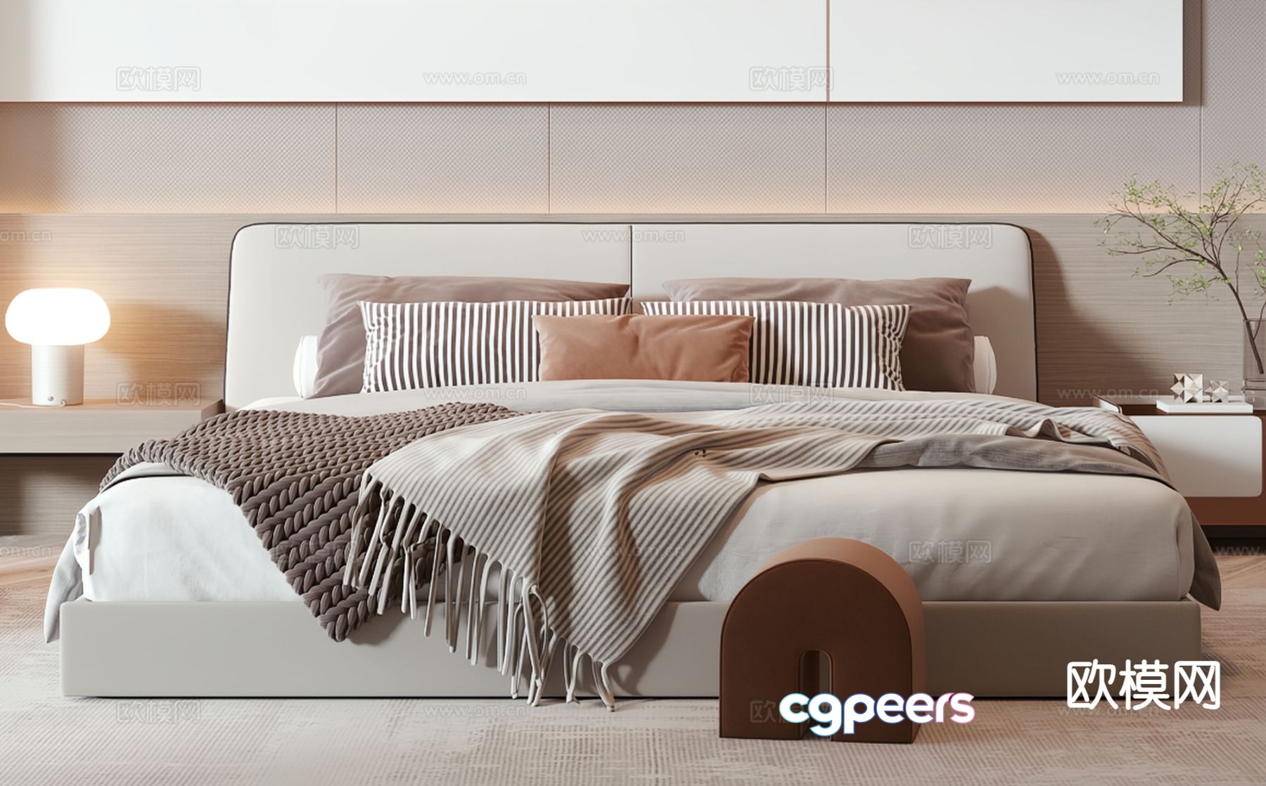 Modern double bed 3d model Modern double bed 3d model
