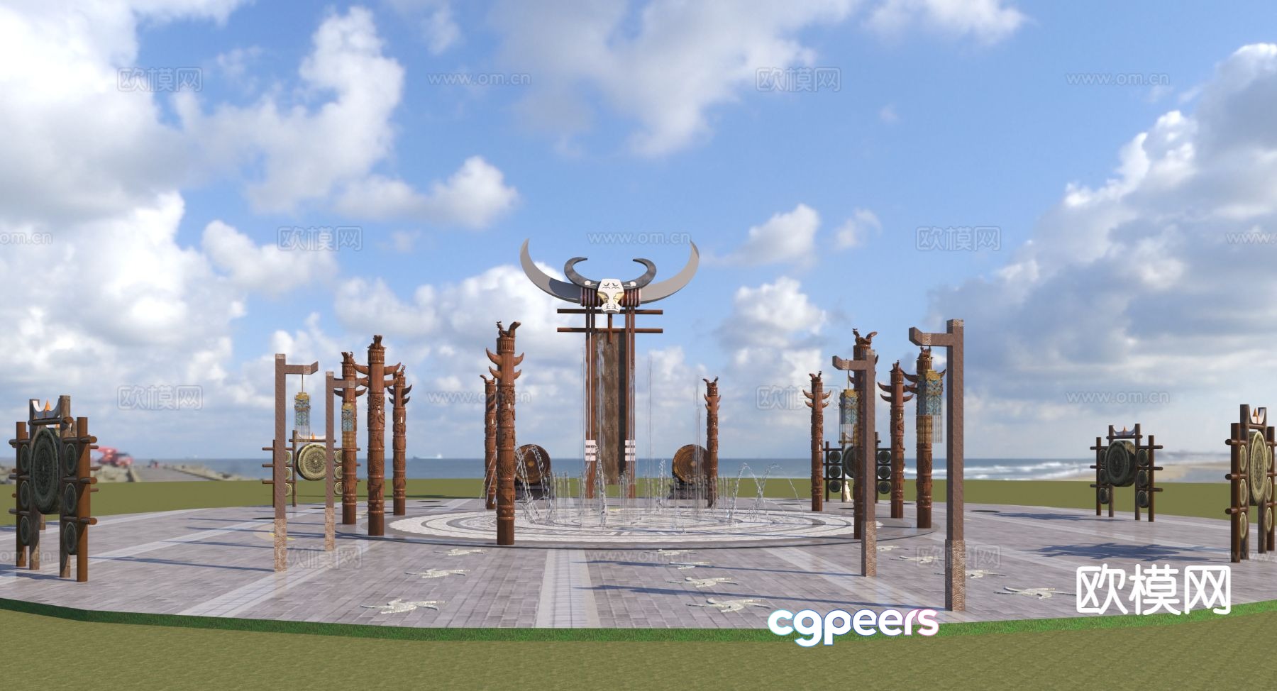 Modern Miao Square 3D model Modern Miao Square 3D model