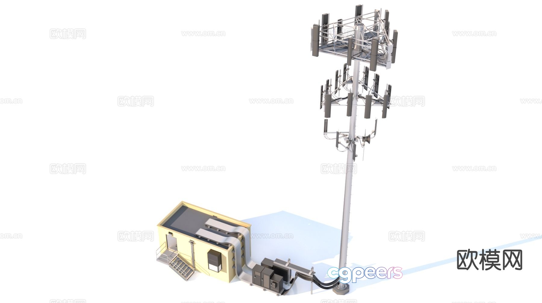 Base station electronic tower communication facility 3d model Base station electronic tower communication facility 3d model