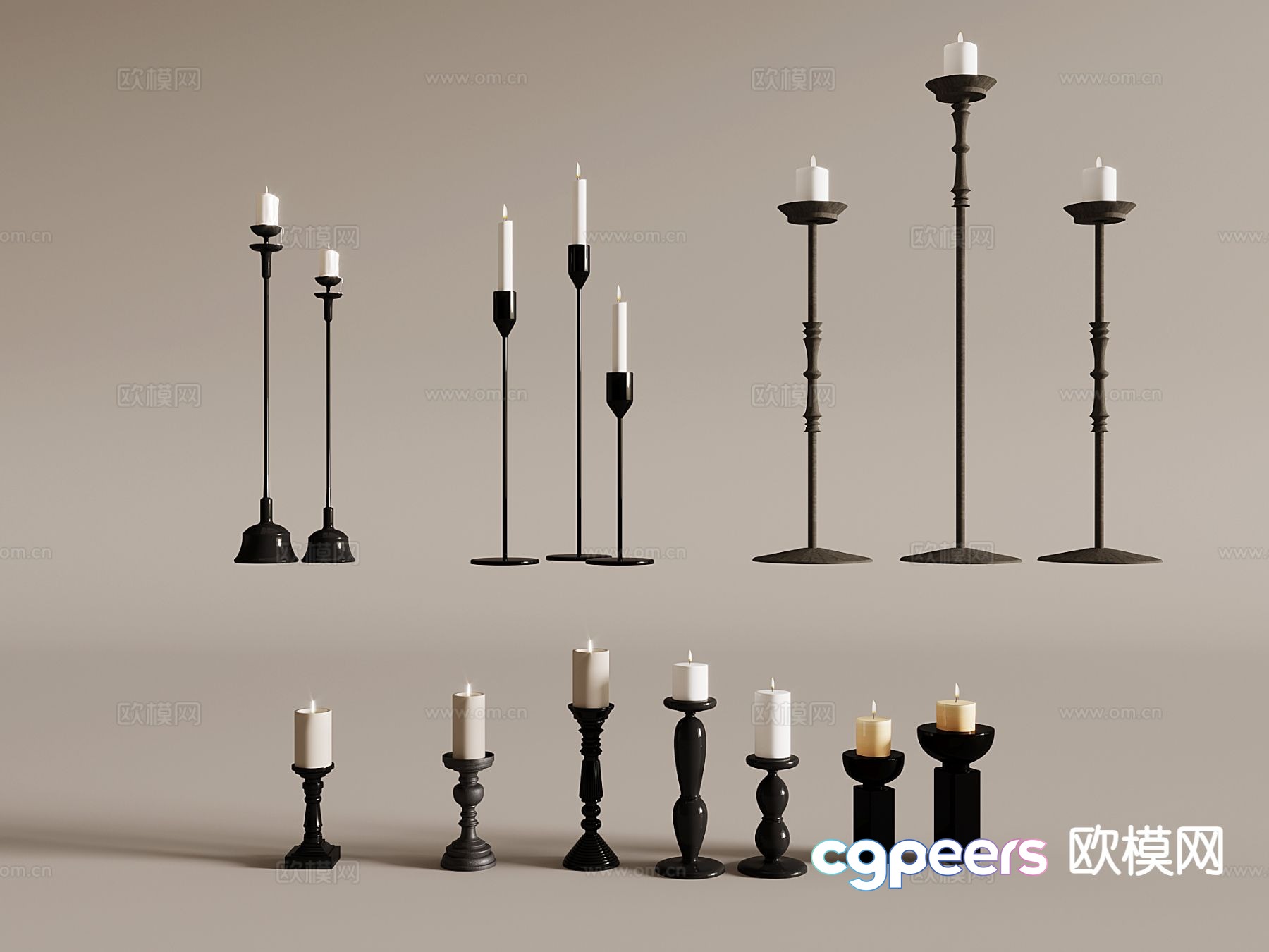 European style candle candlestick lamp 3d model European style candle candlestick lamp 3d model