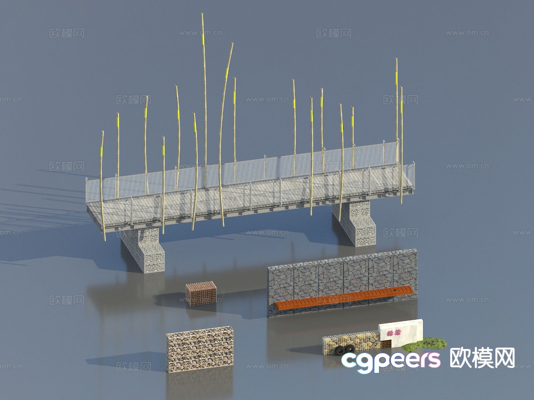 Landscape wall fence 3d model Landscape wall fence 3d model