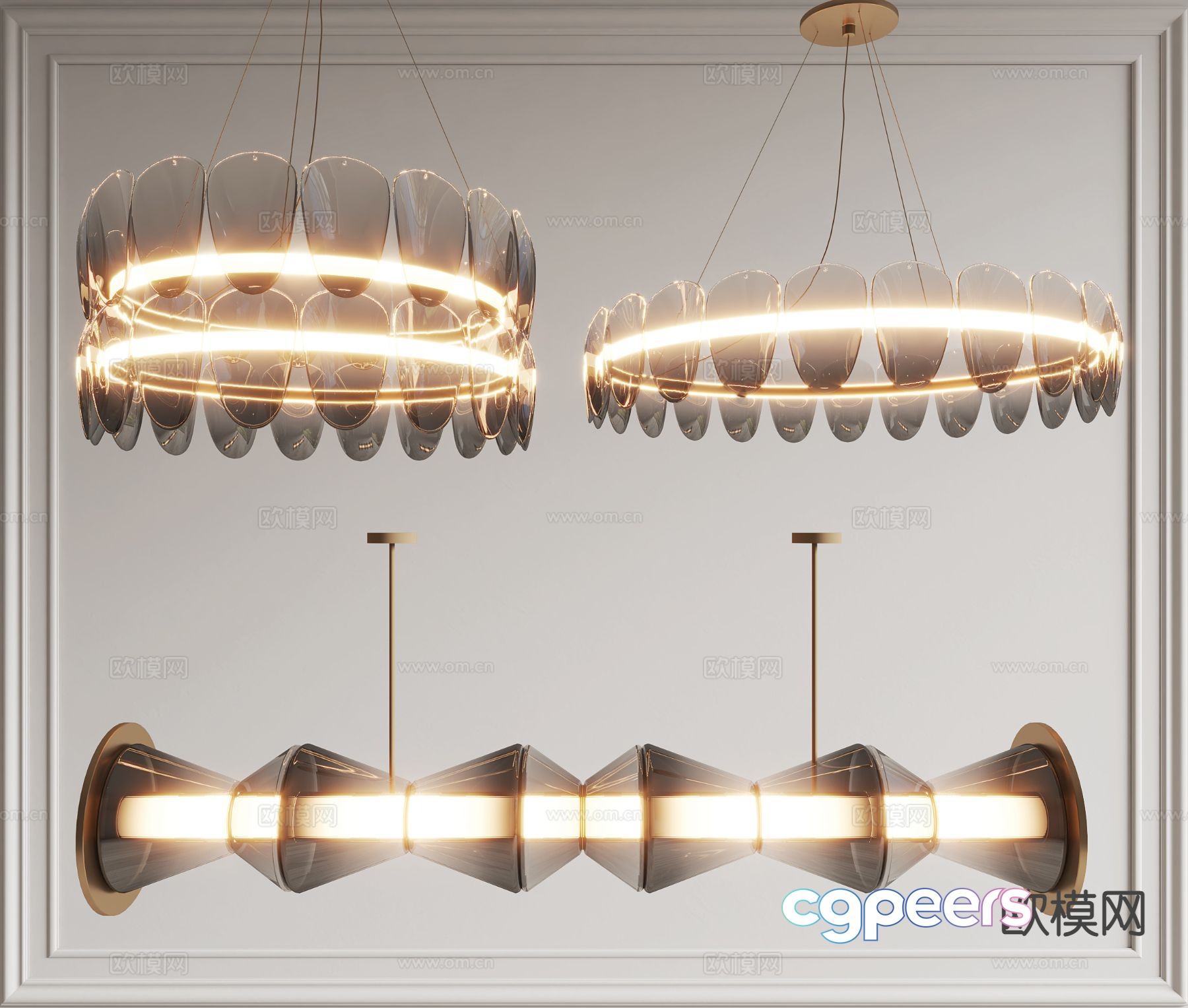 Modern bamboo chandelier glass chandelier 3d model Modern bamboo chandelier glass chandelier 3d model