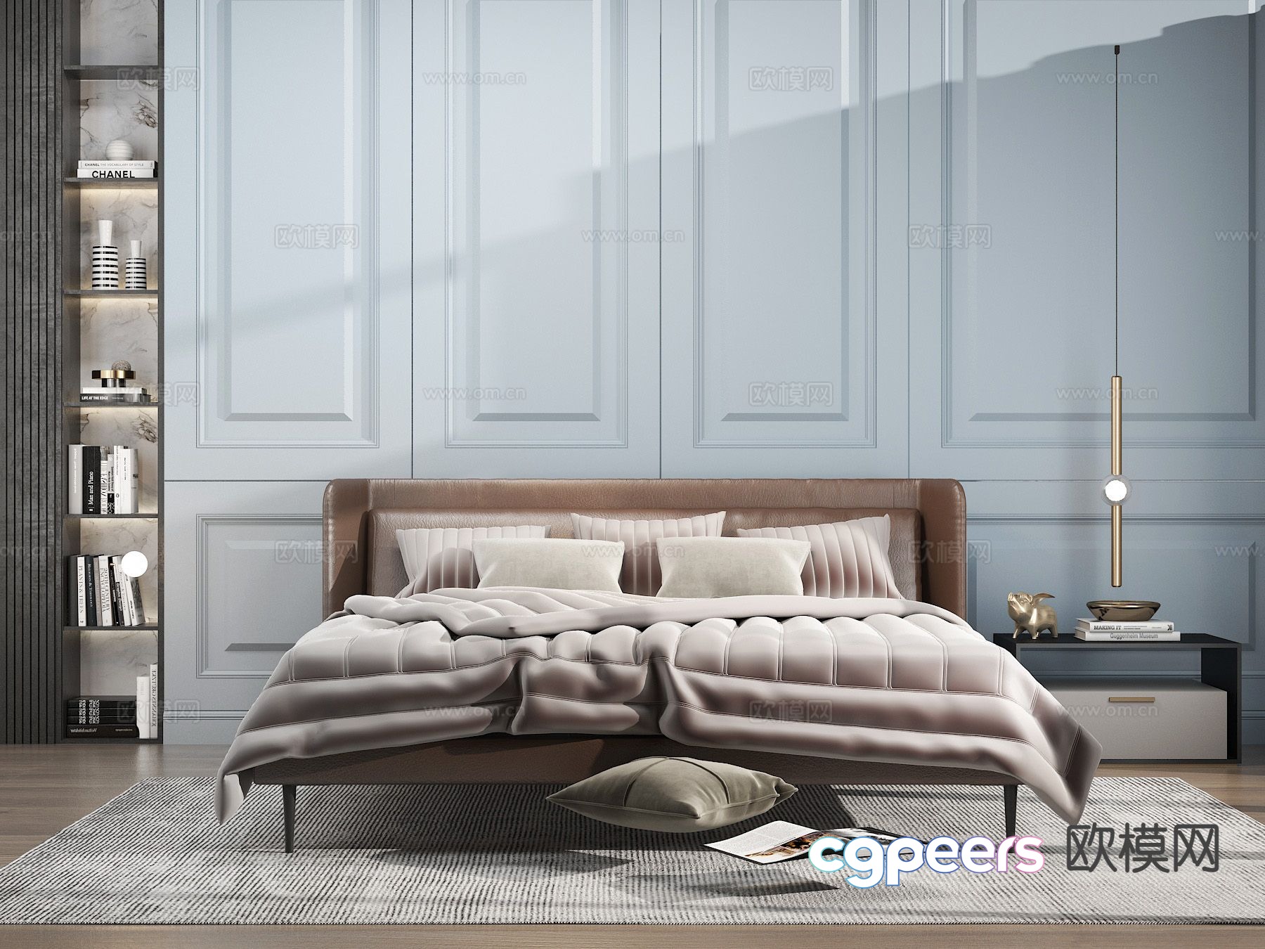 Modern double bed 3d model Modern double bed 3d model