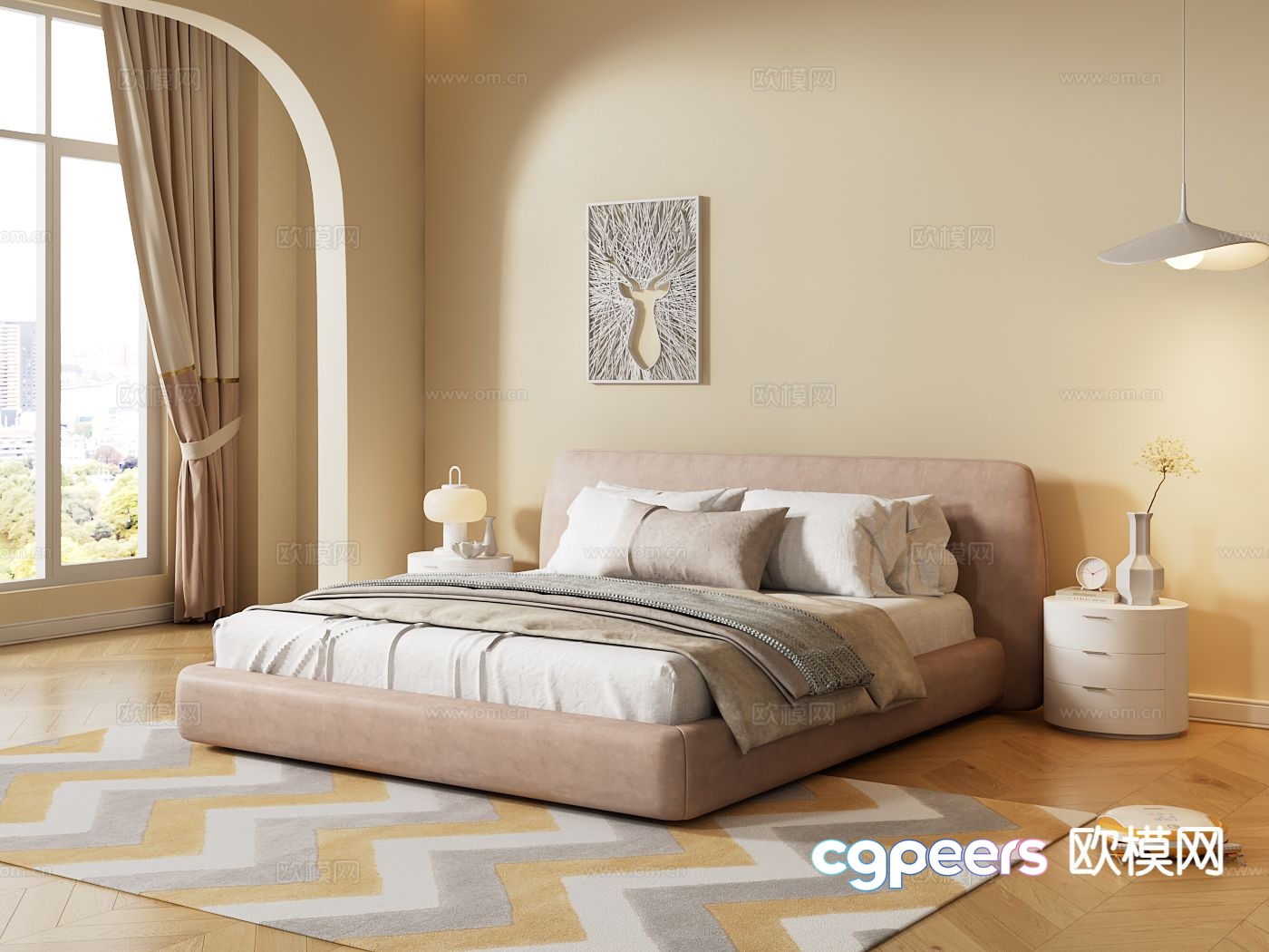 Modern double bed 3d model Modern double bed 3d model