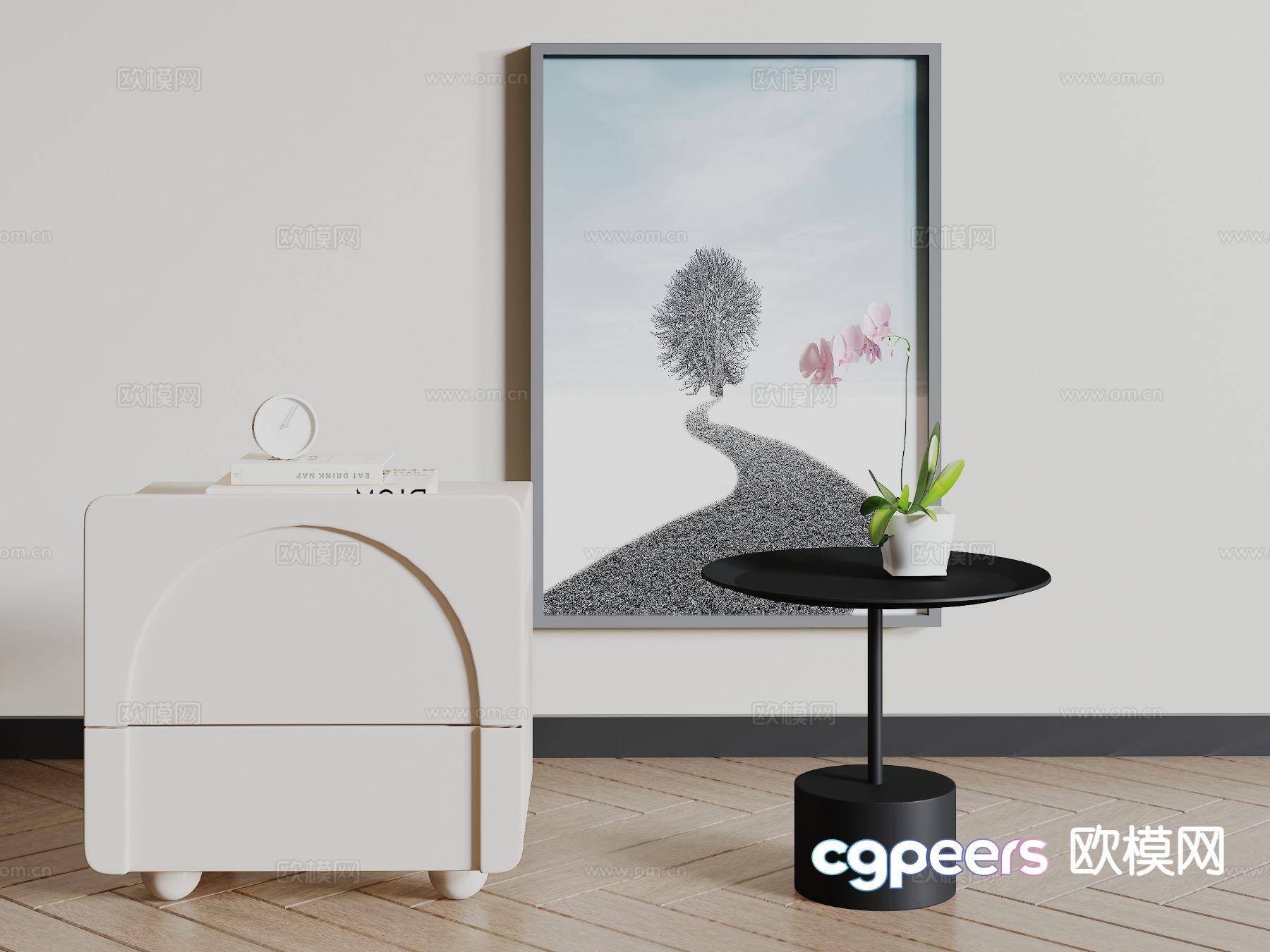 Modern bedside table 3d model Modern bedside table 3d model