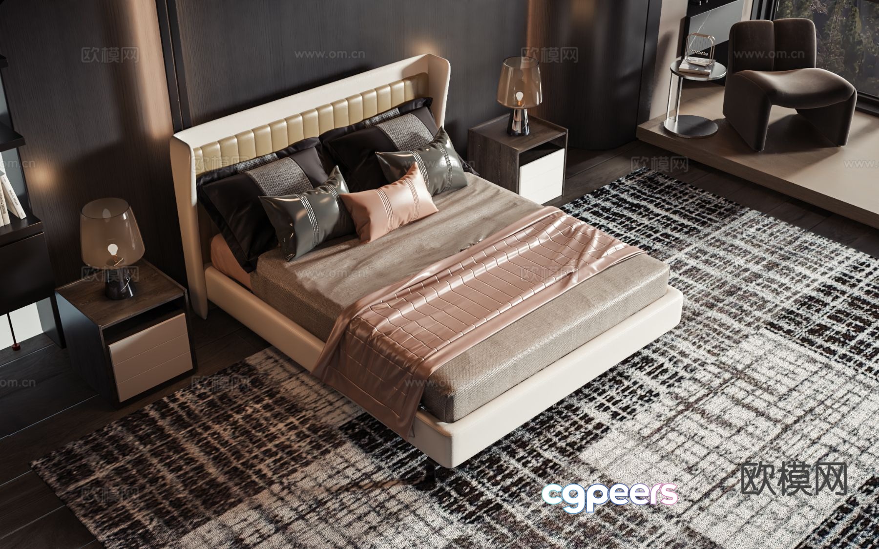 Modern double bed 3d model Modern double bed 3d model