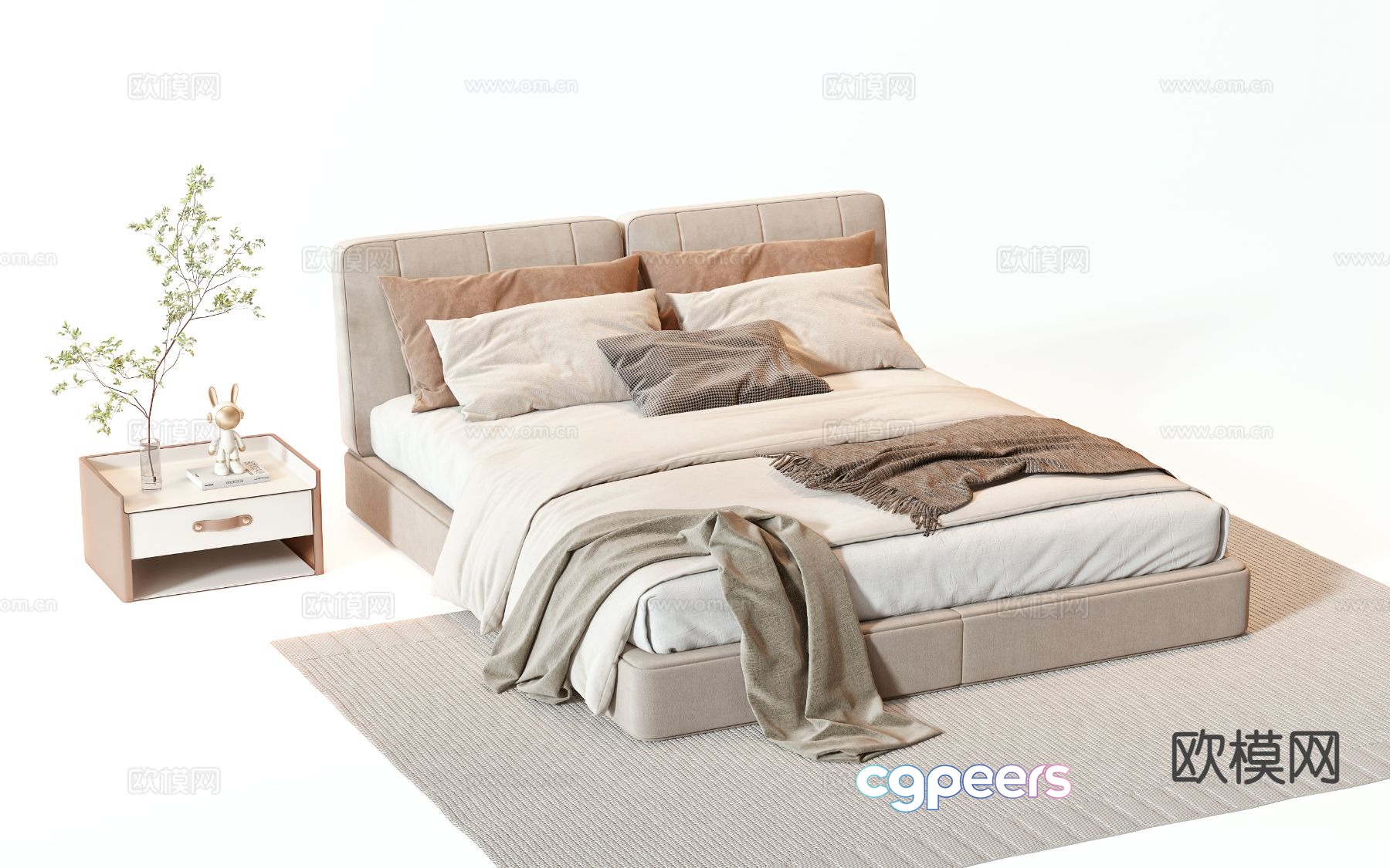 Modern double bed 3d model Modern double bed 3d model