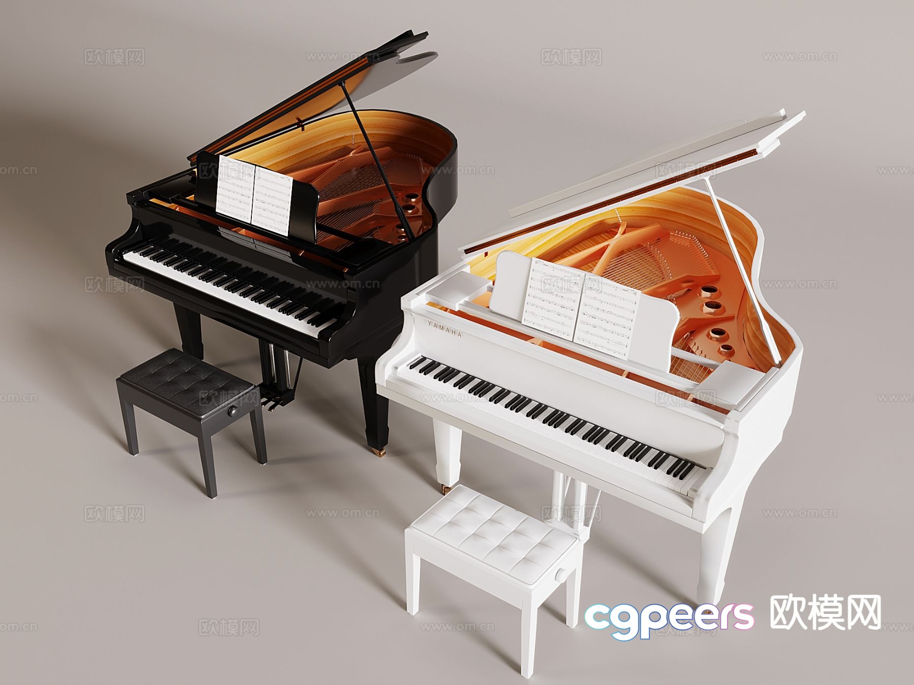 Painted grand piano 3d model Painted grand piano 3d model