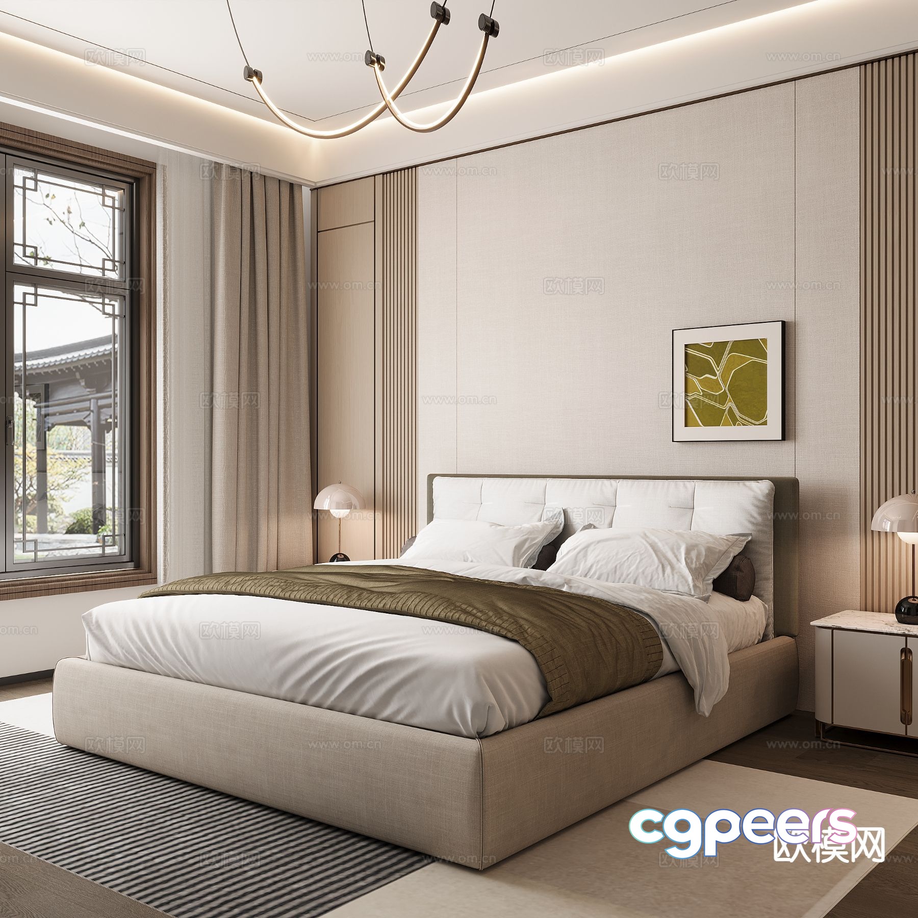 Modern double bed 3d model Modern double bed 3d model