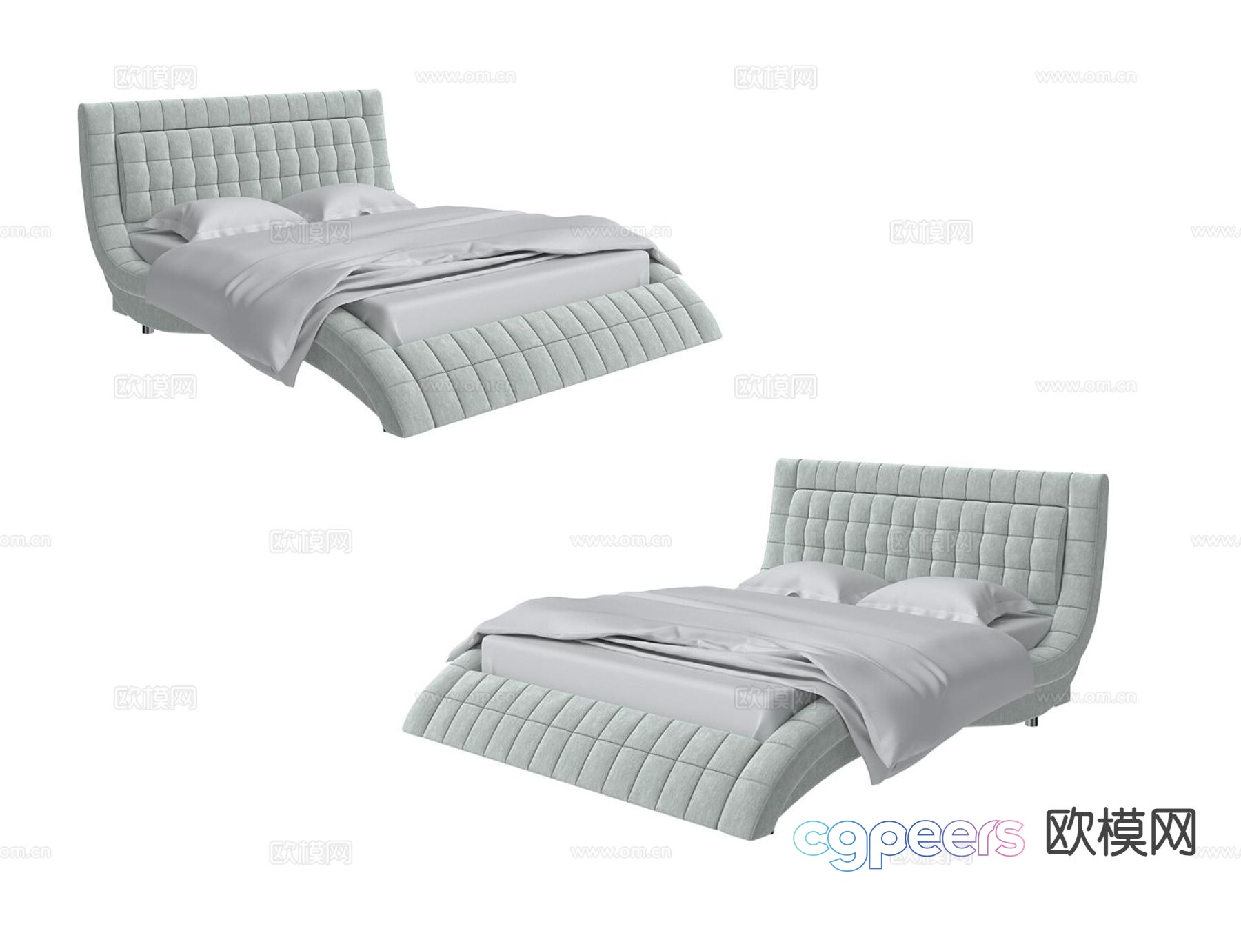 Modern double bed 3d model Modern double bed 3d model