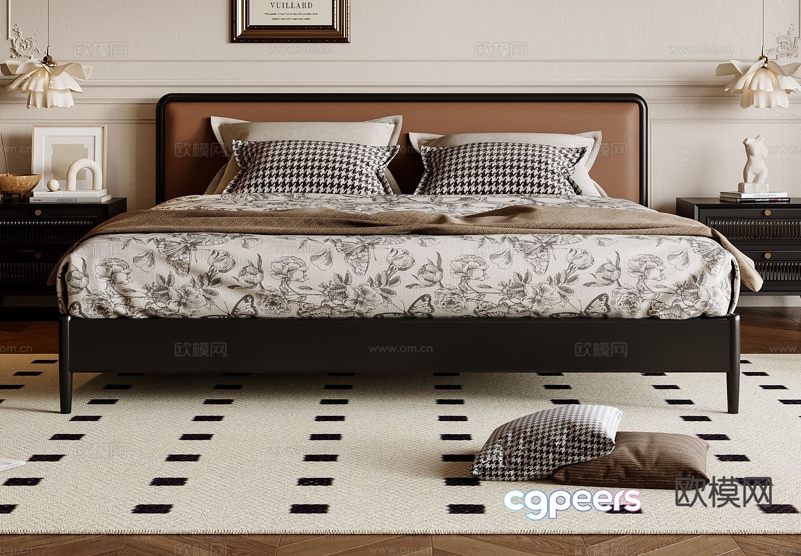 French double bed 3d model French double bed 3d model