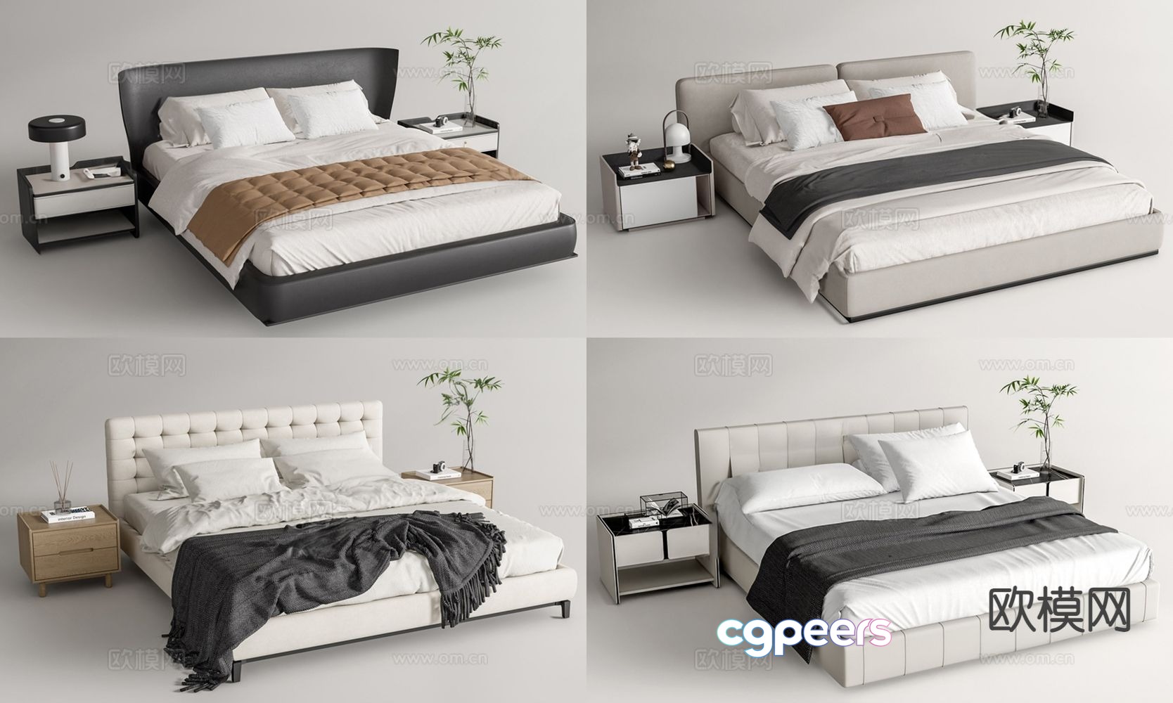 Modern double bed 3d model Modern double bed 3d model