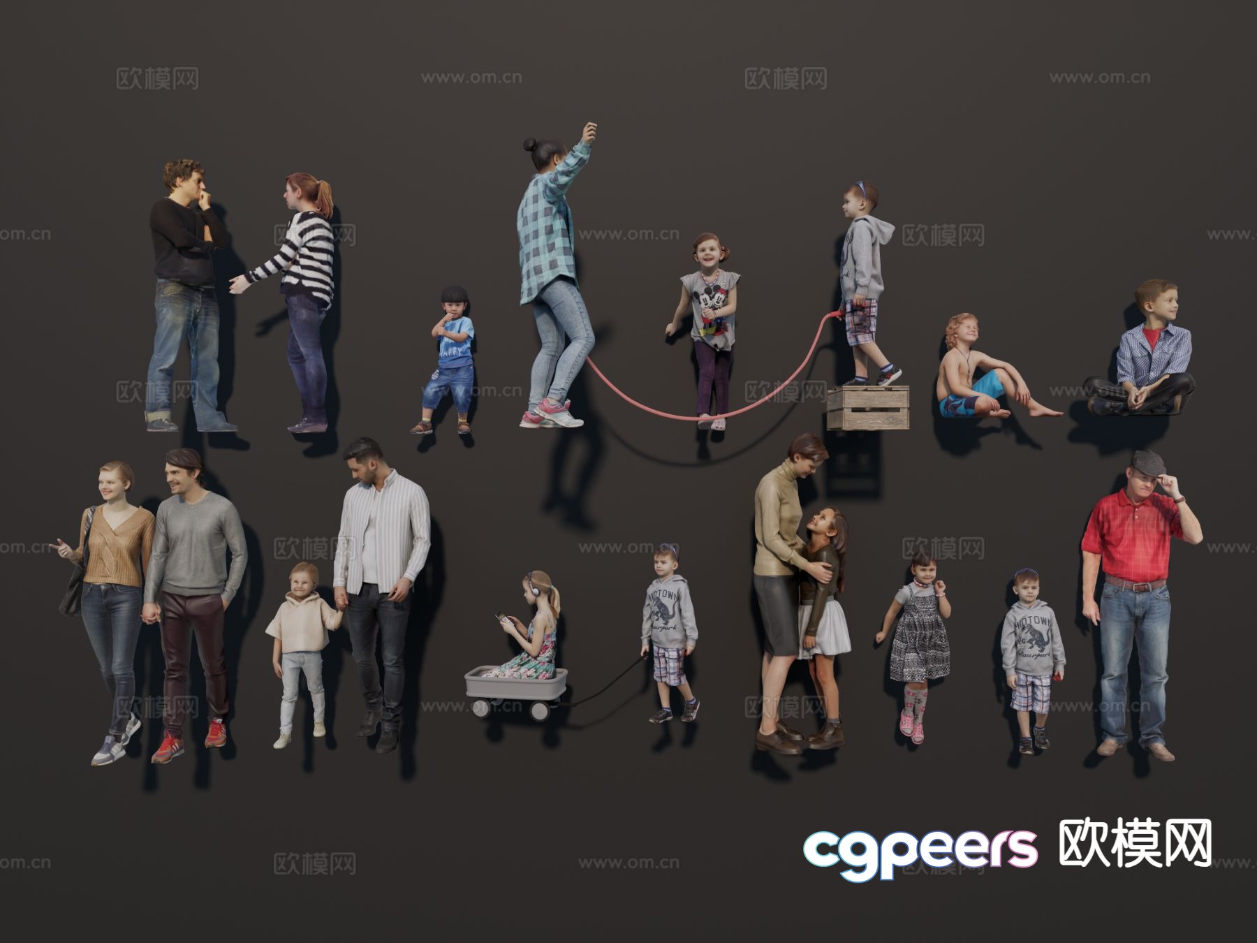 Modern three-dimensional characters, walking characters, casual characters 3d model Modern three-dimensional characters, walking characters, casual characters 3d model