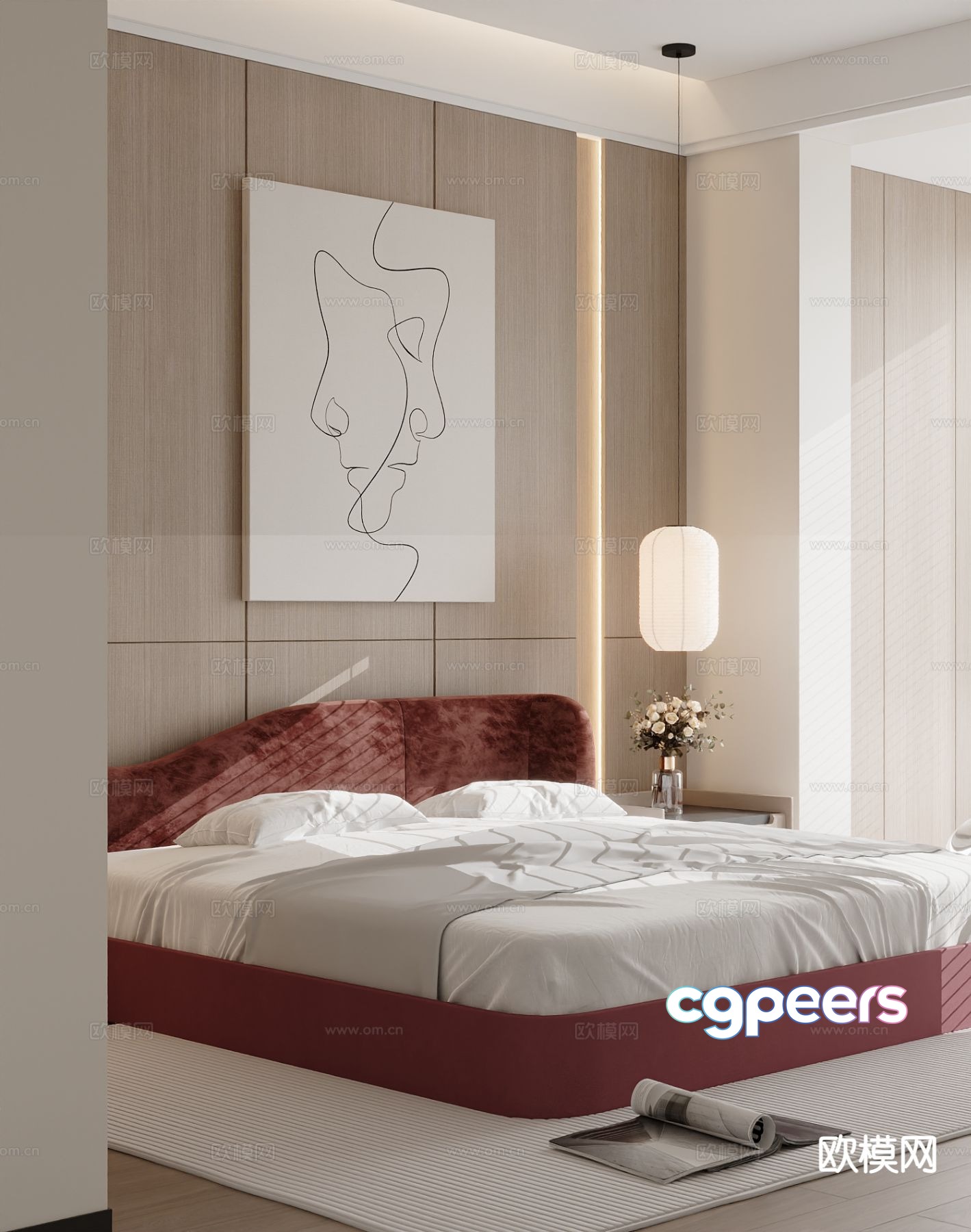 Modern double bed 3d model Modern double bed 3d model