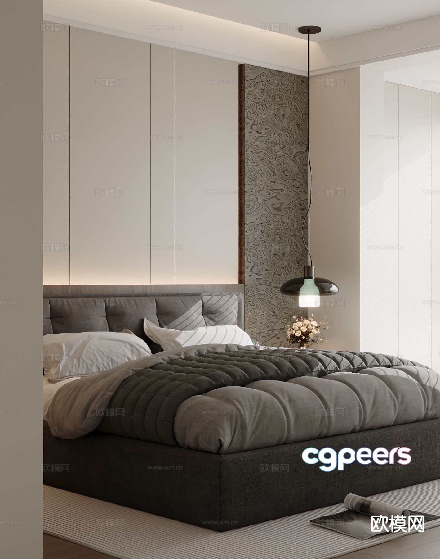 Modern double bed 3d model Modern double bed 3d model