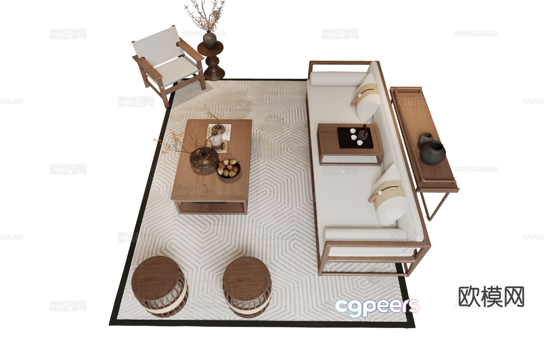 New Chinese style modular sofa 3d model New Chinese style modular sofa 3d model