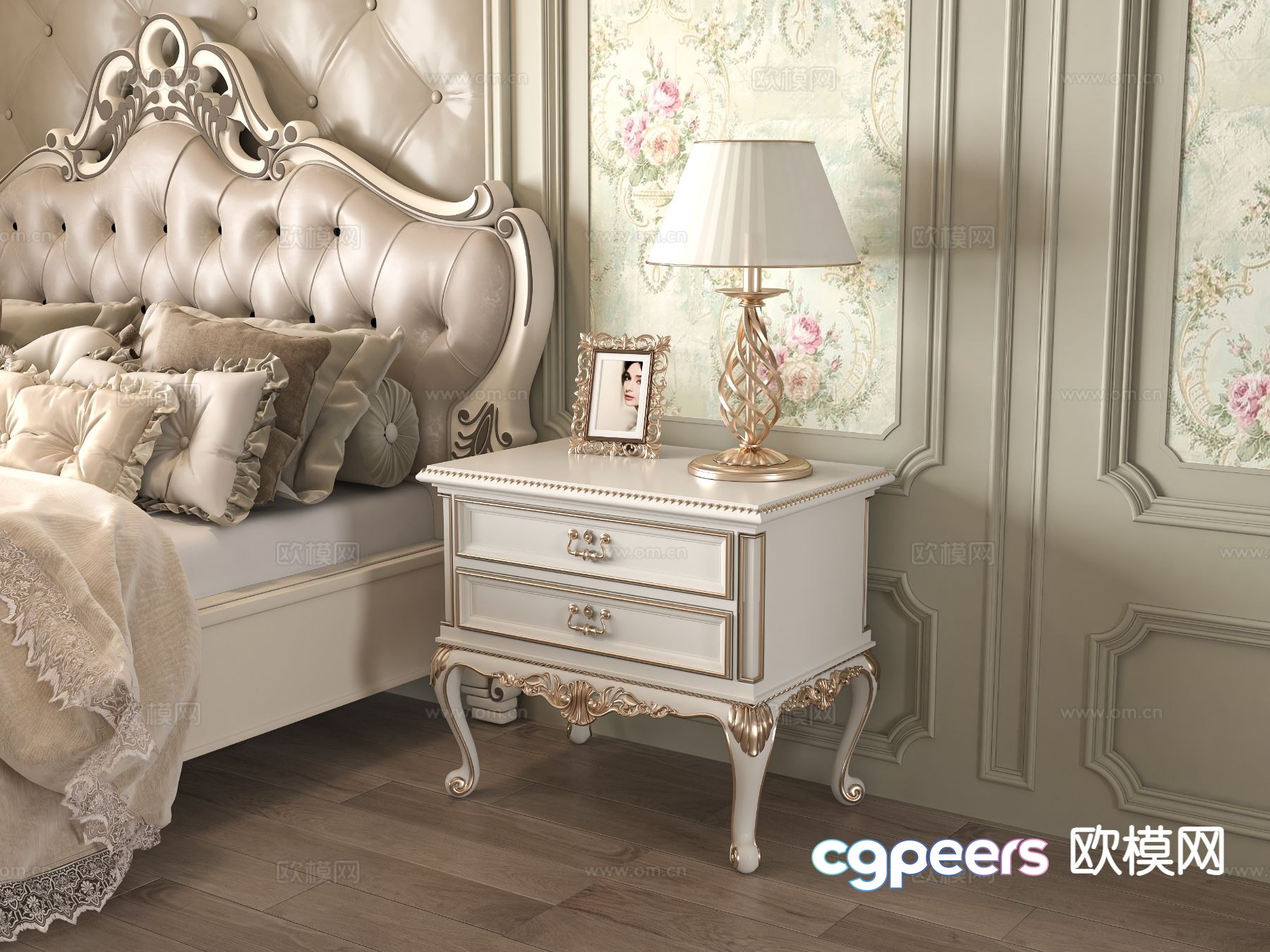 French bedside table 3d model French bedside table 3d model