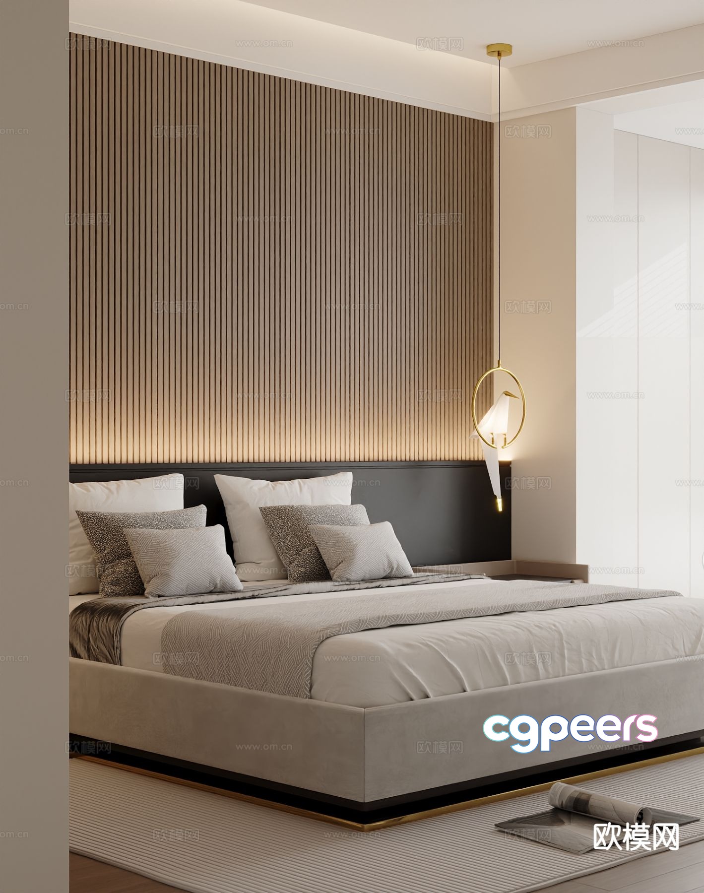 Modern double bed 3d model Modern double bed 3d model