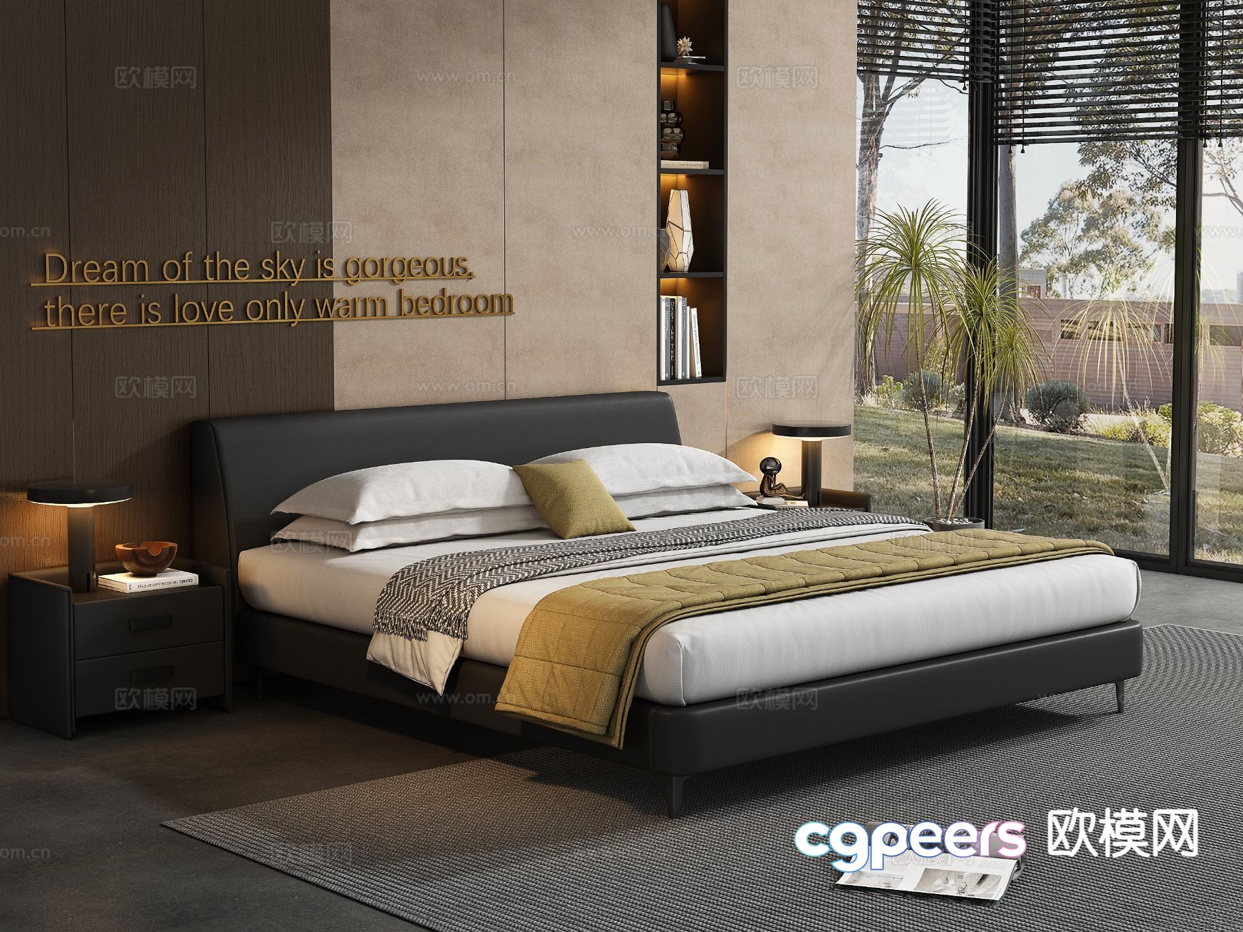 Modern double bed 3d model Modern double bed 3d model