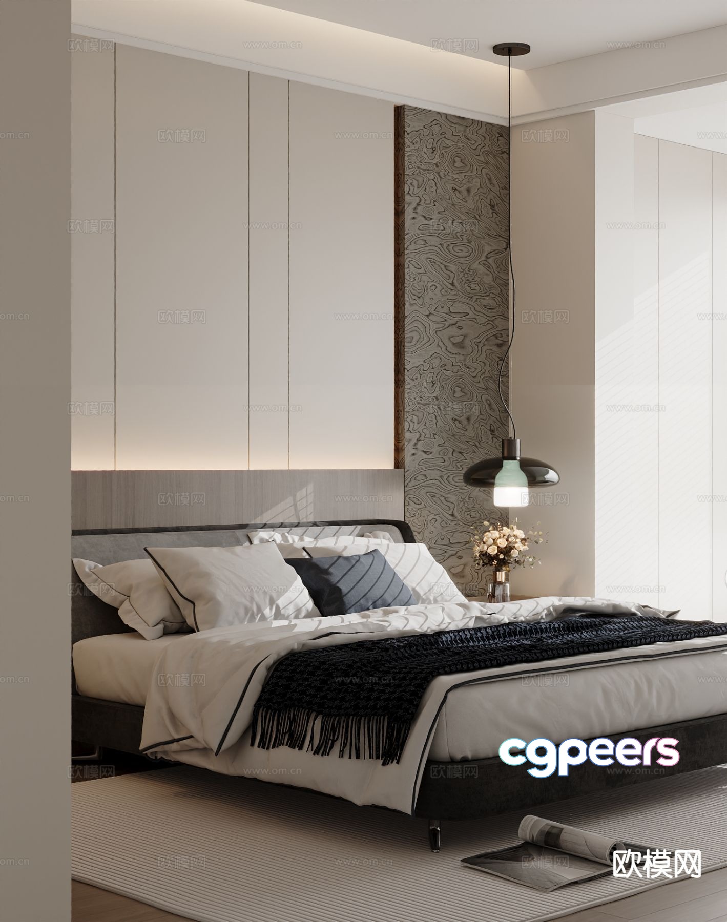 Modern double bed 3d model Modern double bed 3d model