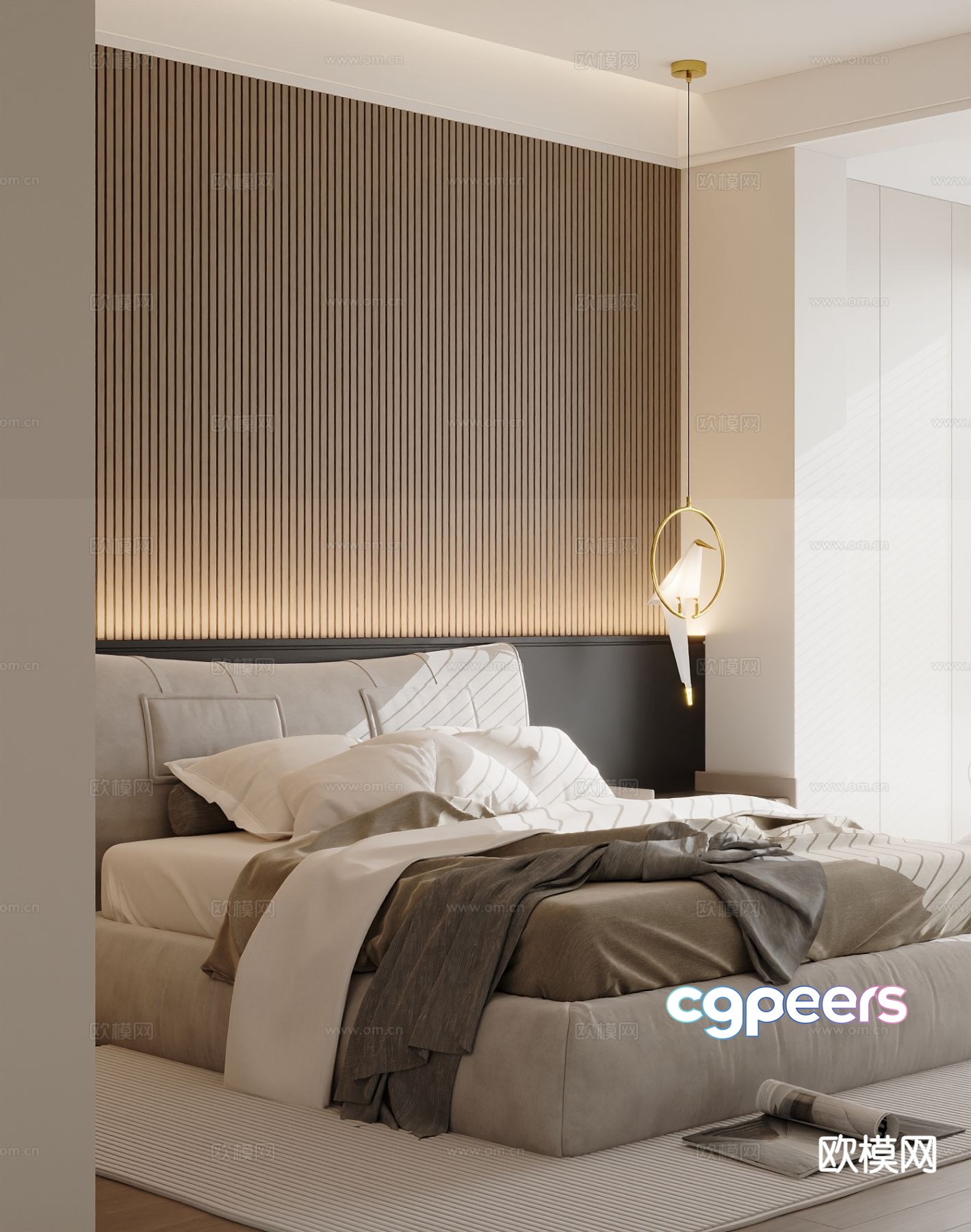 Modern double bed 3d model Modern double bed 3d model