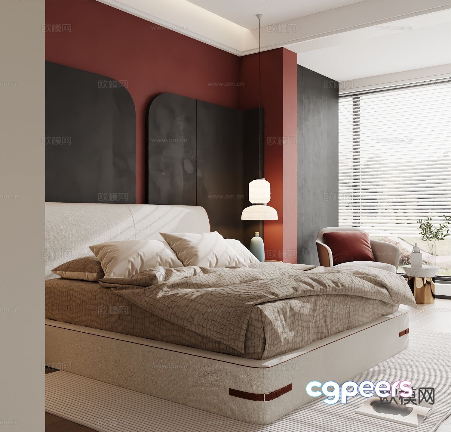 Modern double bed 3d model Modern double bed 3d model