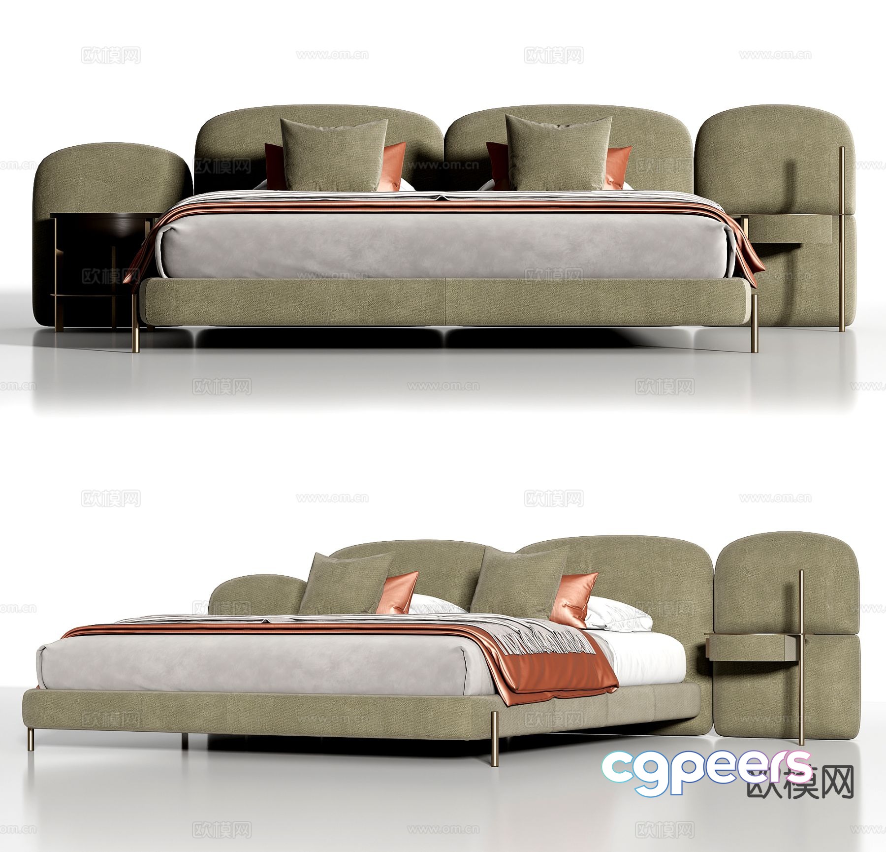 Modern double bed 3d model Modern double bed 3d model