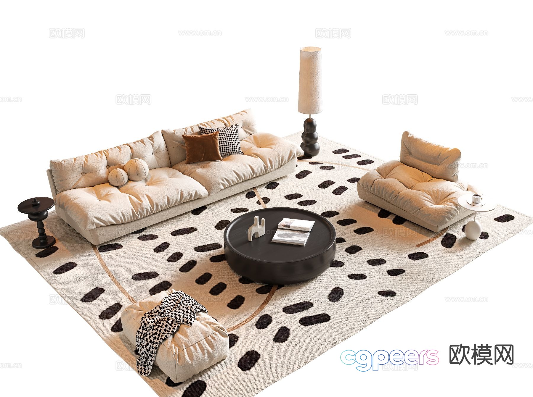 Cream style sofa modular sofa 3d model Cream style sofa modular sofa 3d model