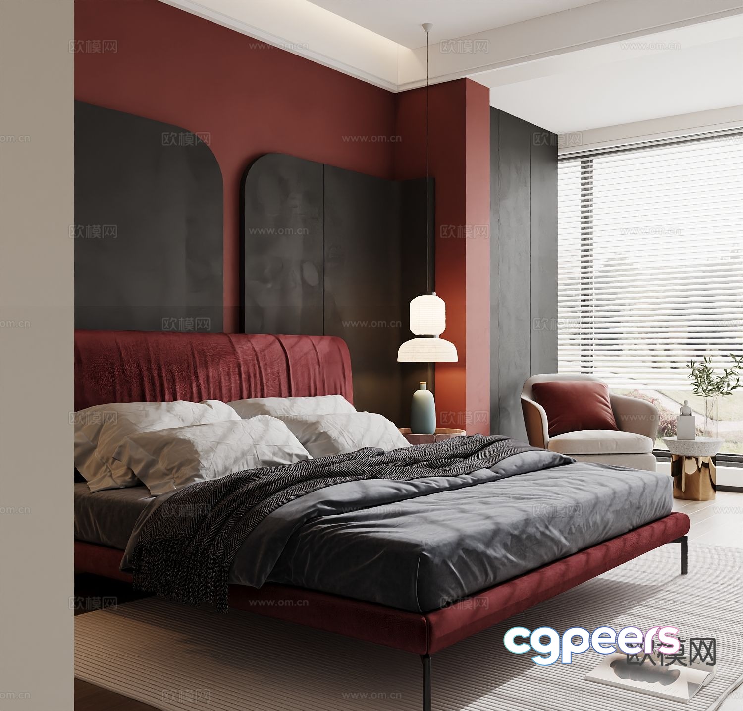 Modern double bed 3d model Modern double bed 3d model