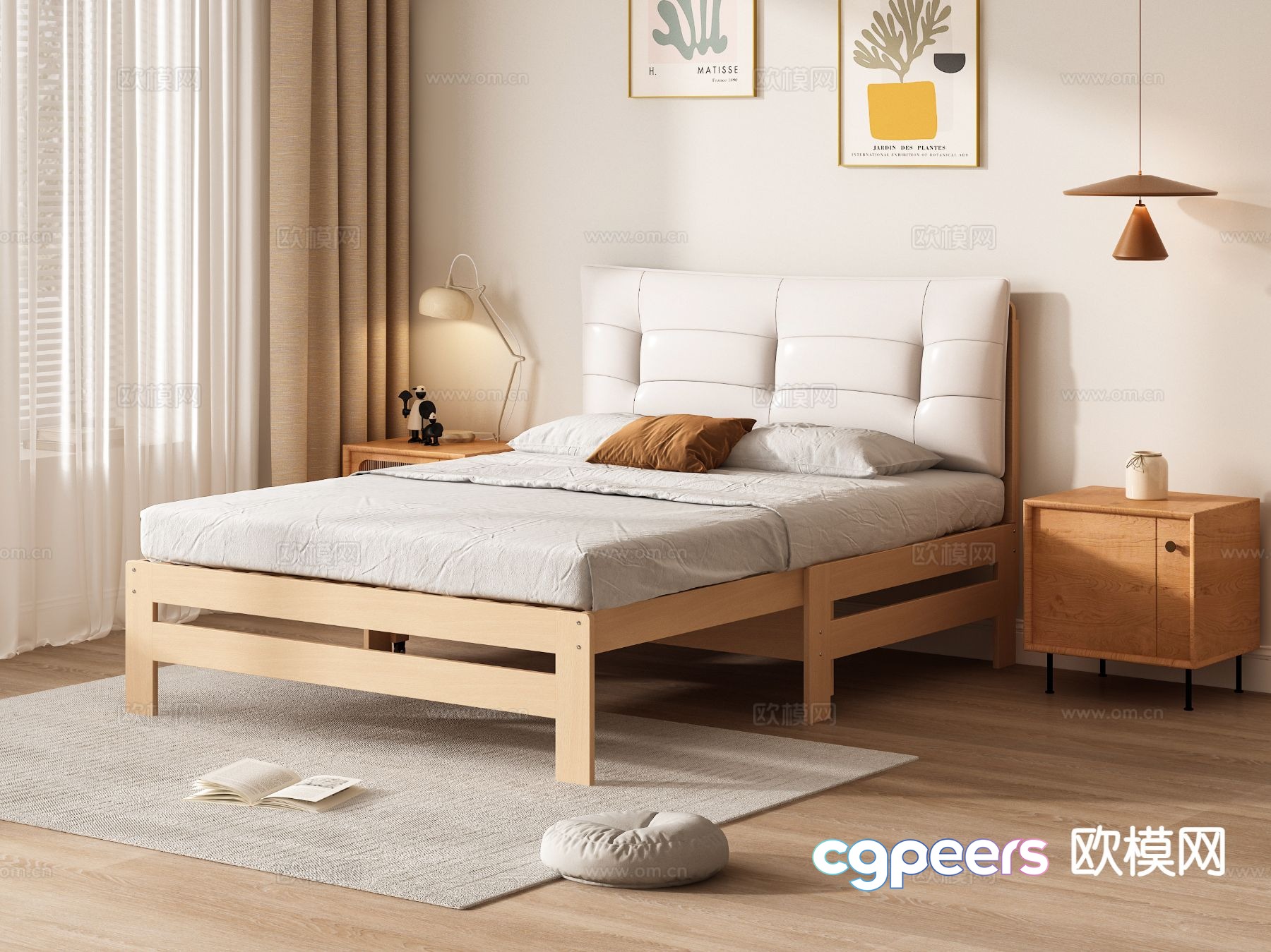 Nordic double bed 3d model Nordic double bed 3d model