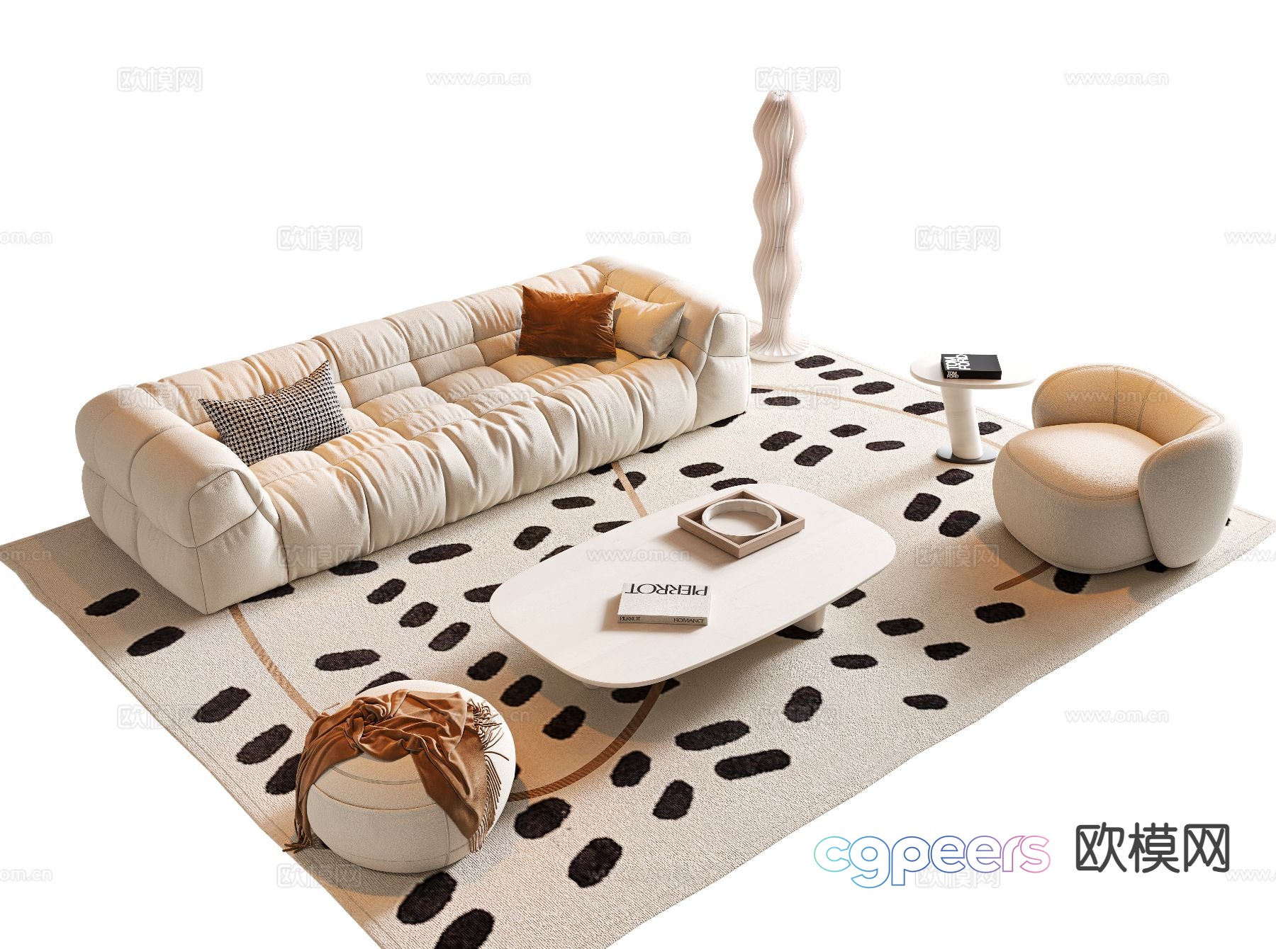 Cream style sofa modular sofa 3d model Cream style sofa modular sofa 3d model