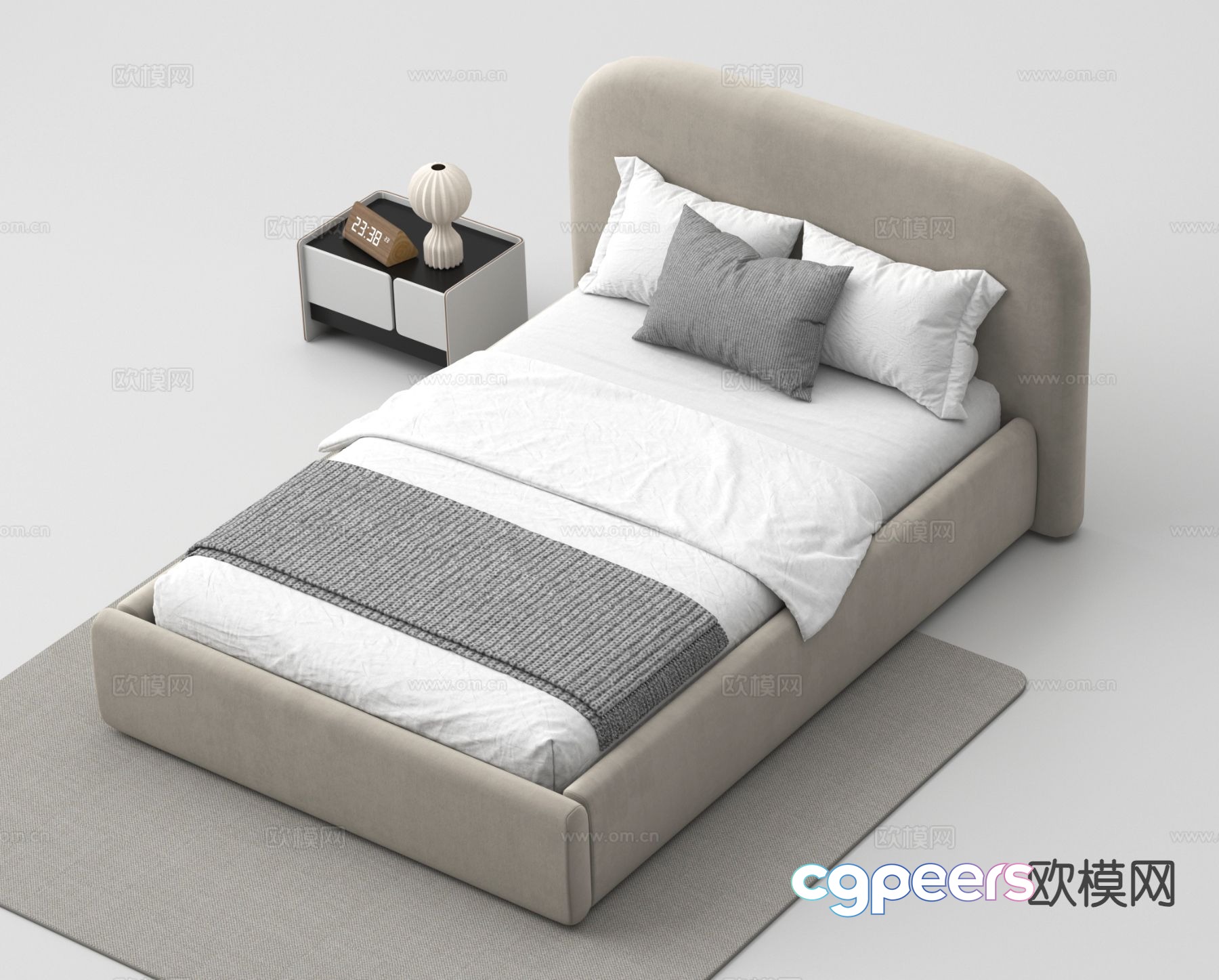 Modern single bed 3d model Modern single bed 3d model